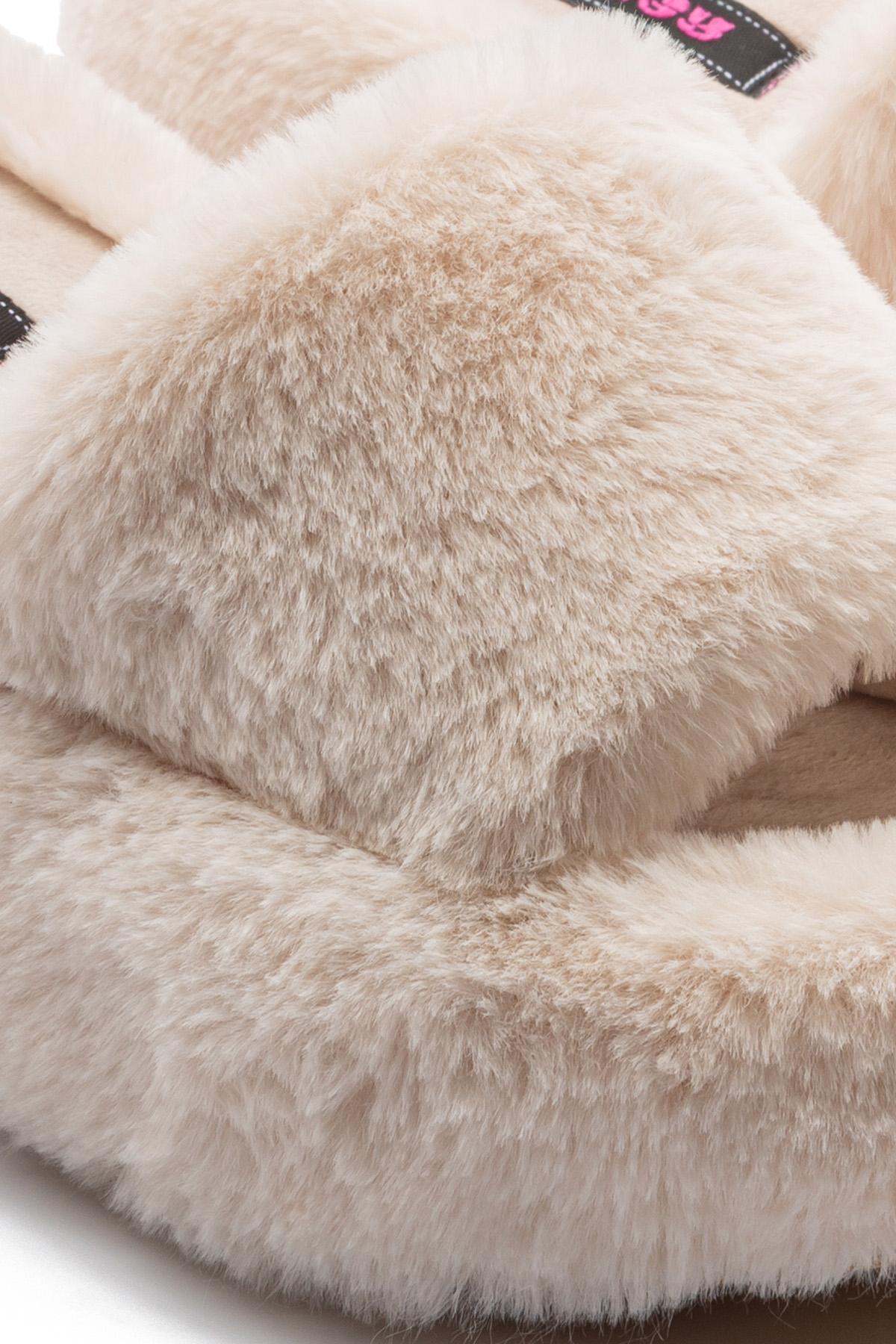 Lili Peluş Kadın Topuklu Ev Terliği Bej 36/40