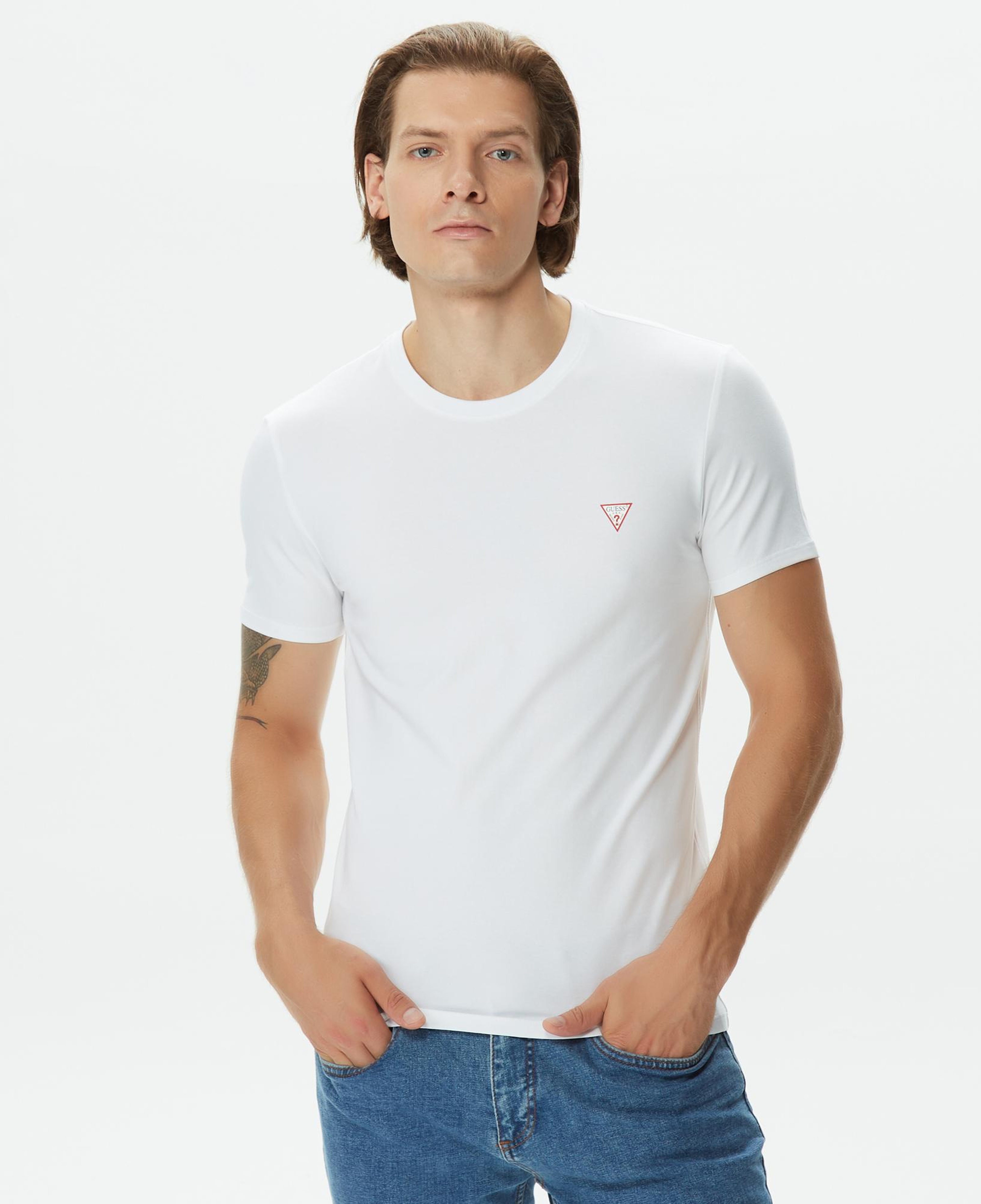 Guess Organic Stretch Jersey Erkek Beyaz T-Shirt