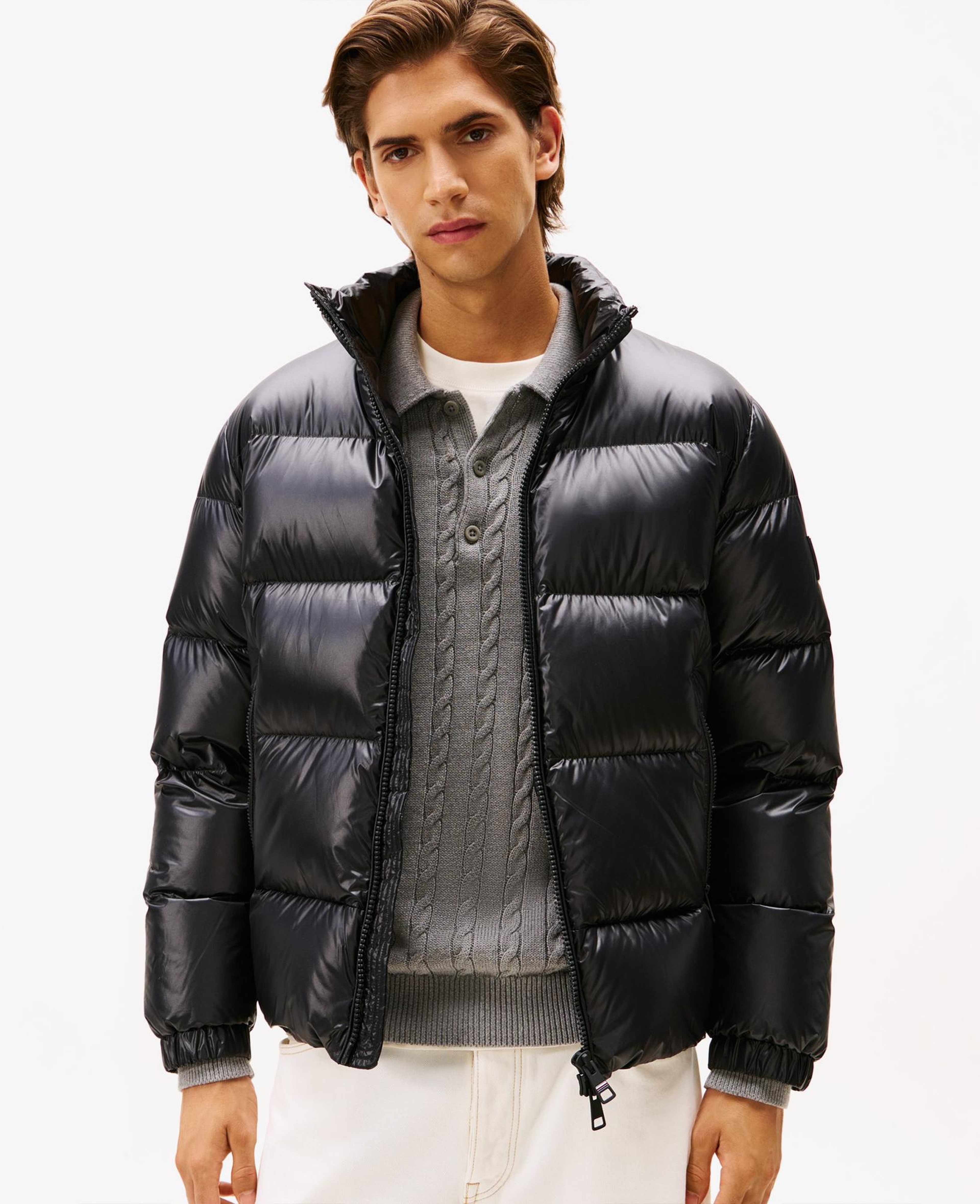 Tommy Hilfiger Shiny Down Stand Erkek Şişme Siyah Mont