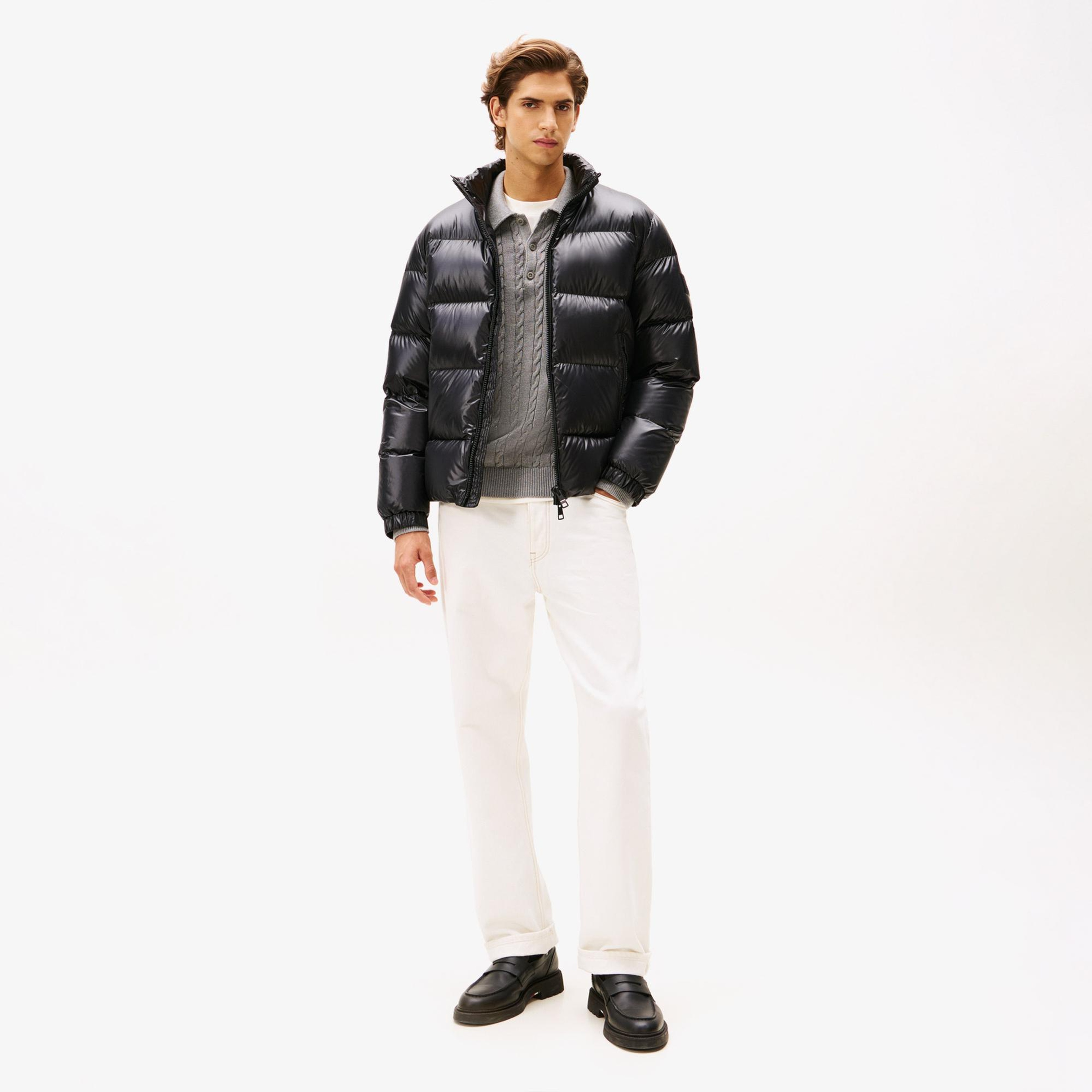 Tommy Hilfiger Shiny Down Stand Erkek Şişme Siyah Mont