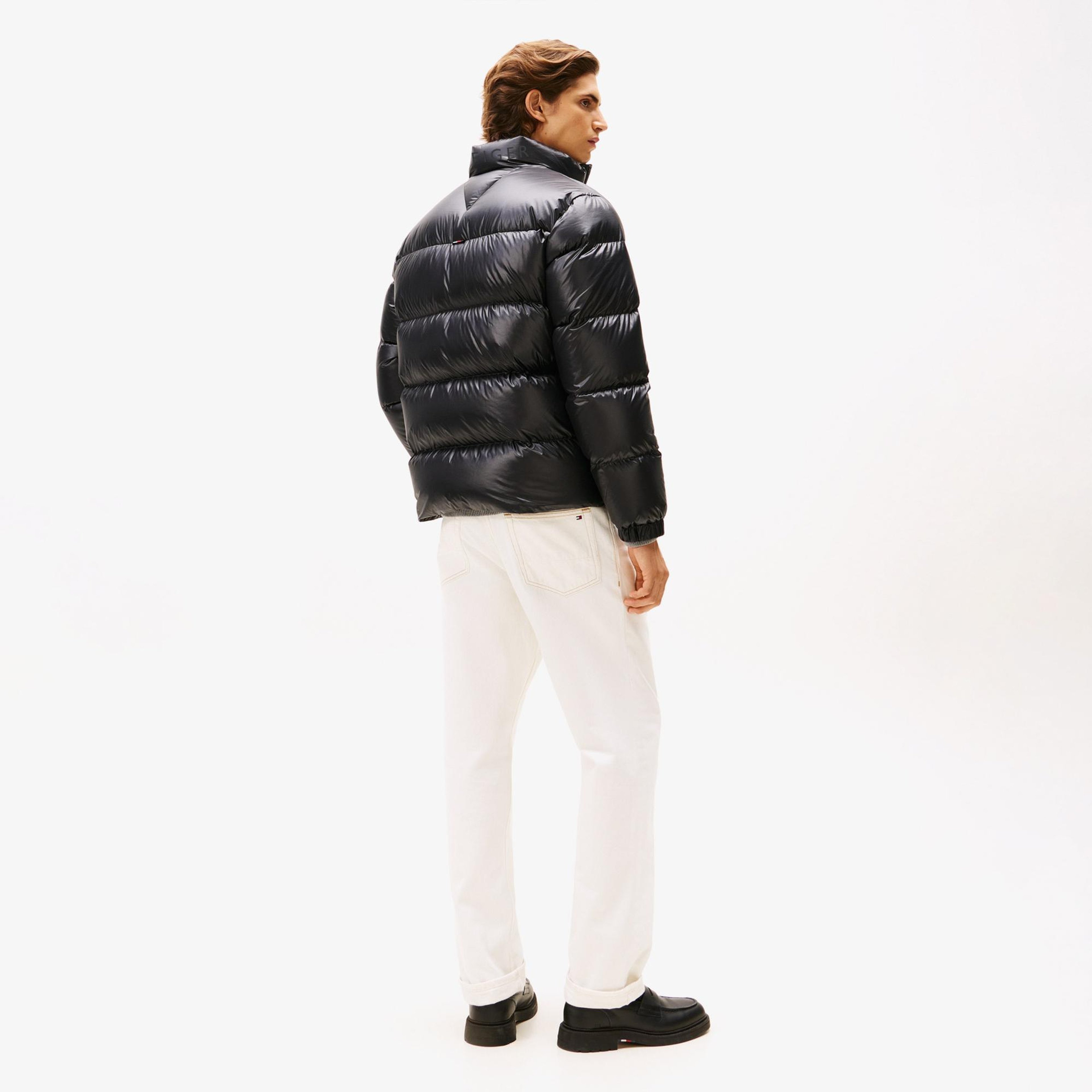 Tommy Hilfiger Shiny Down Stand Erkek Şişme Siyah Mont