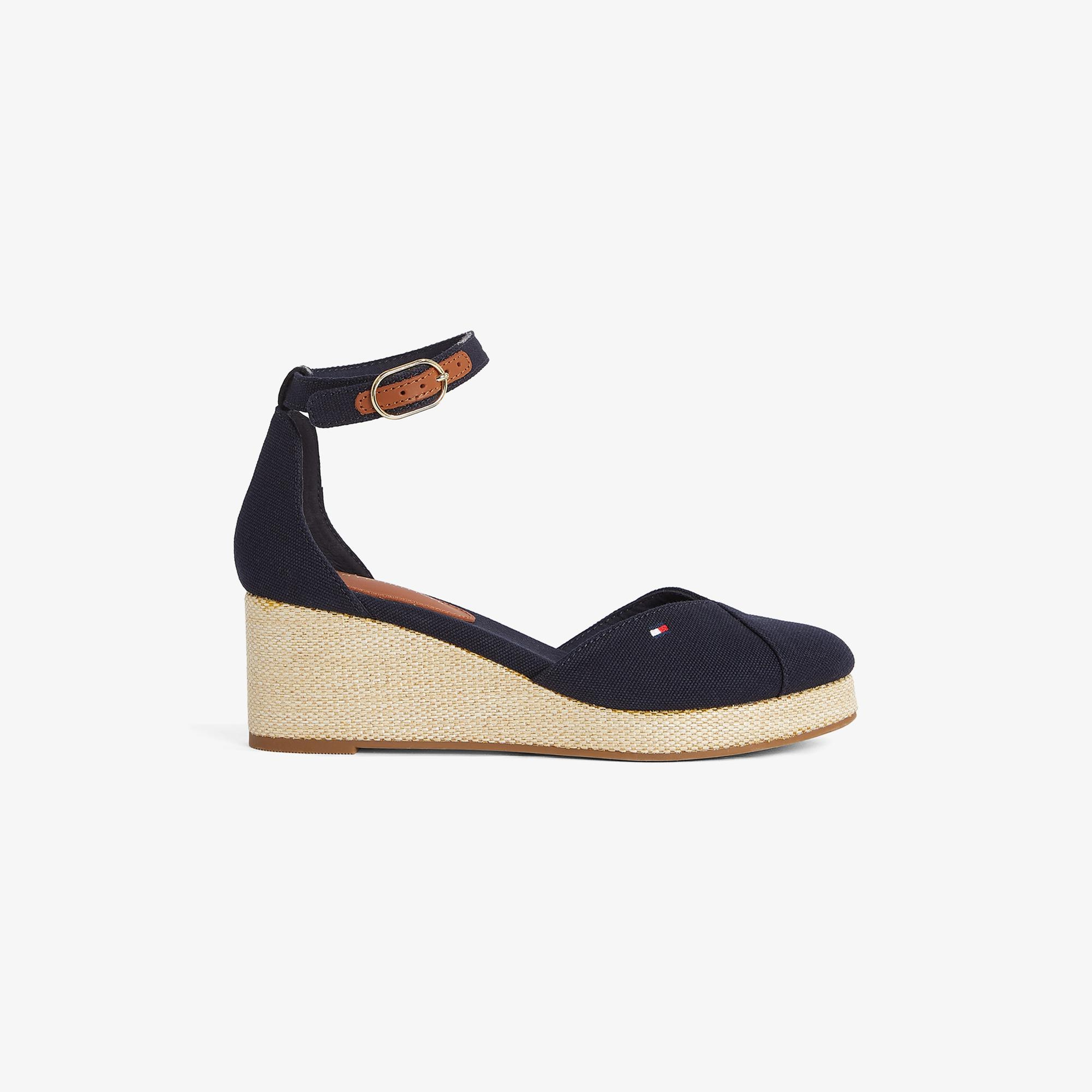 Tommy Hilfiger Flag Closed Toe Mid Wedge Kadın Lacivert Sandalet