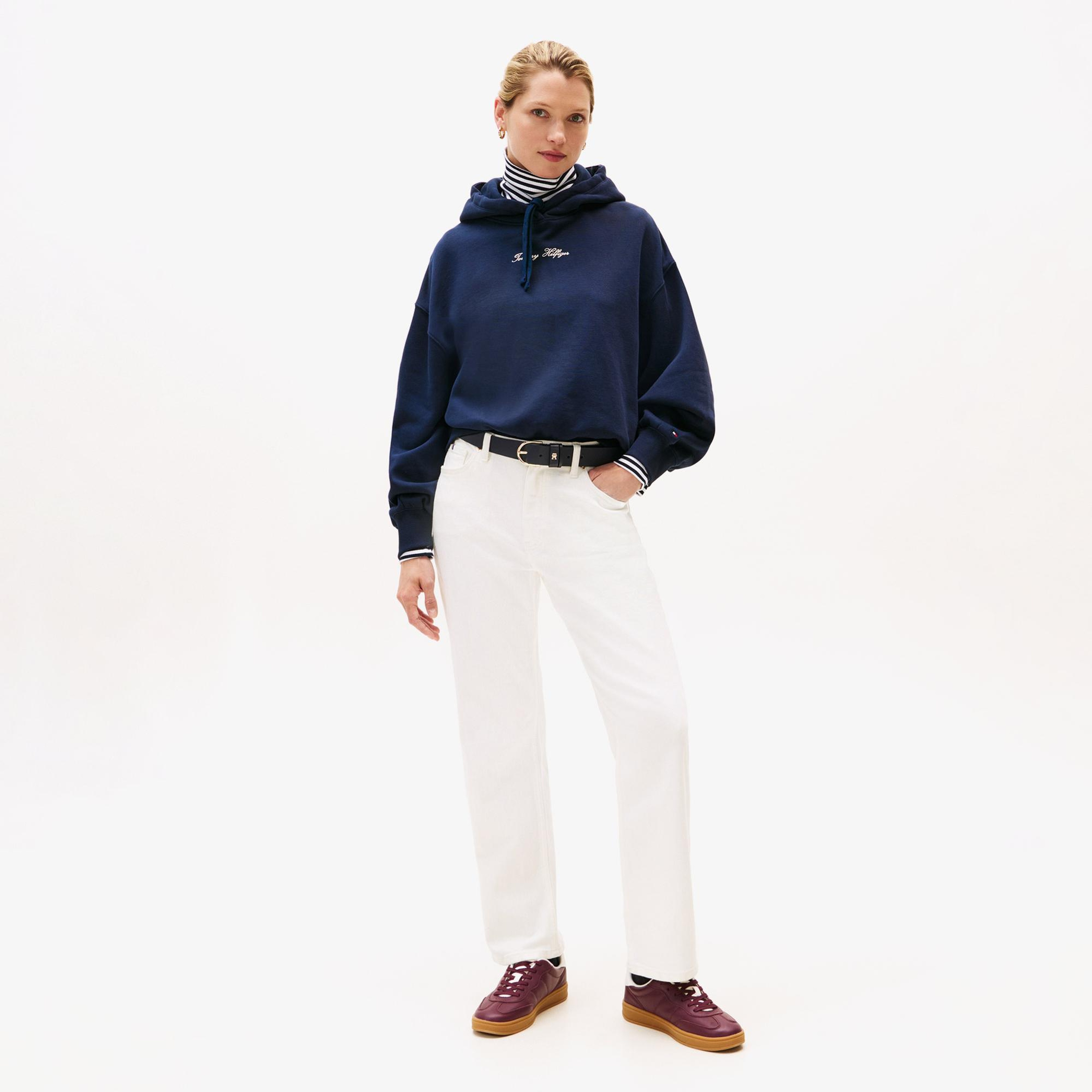 Tommy Hilfiger Classic Script Kadın Lacivert Hoodie