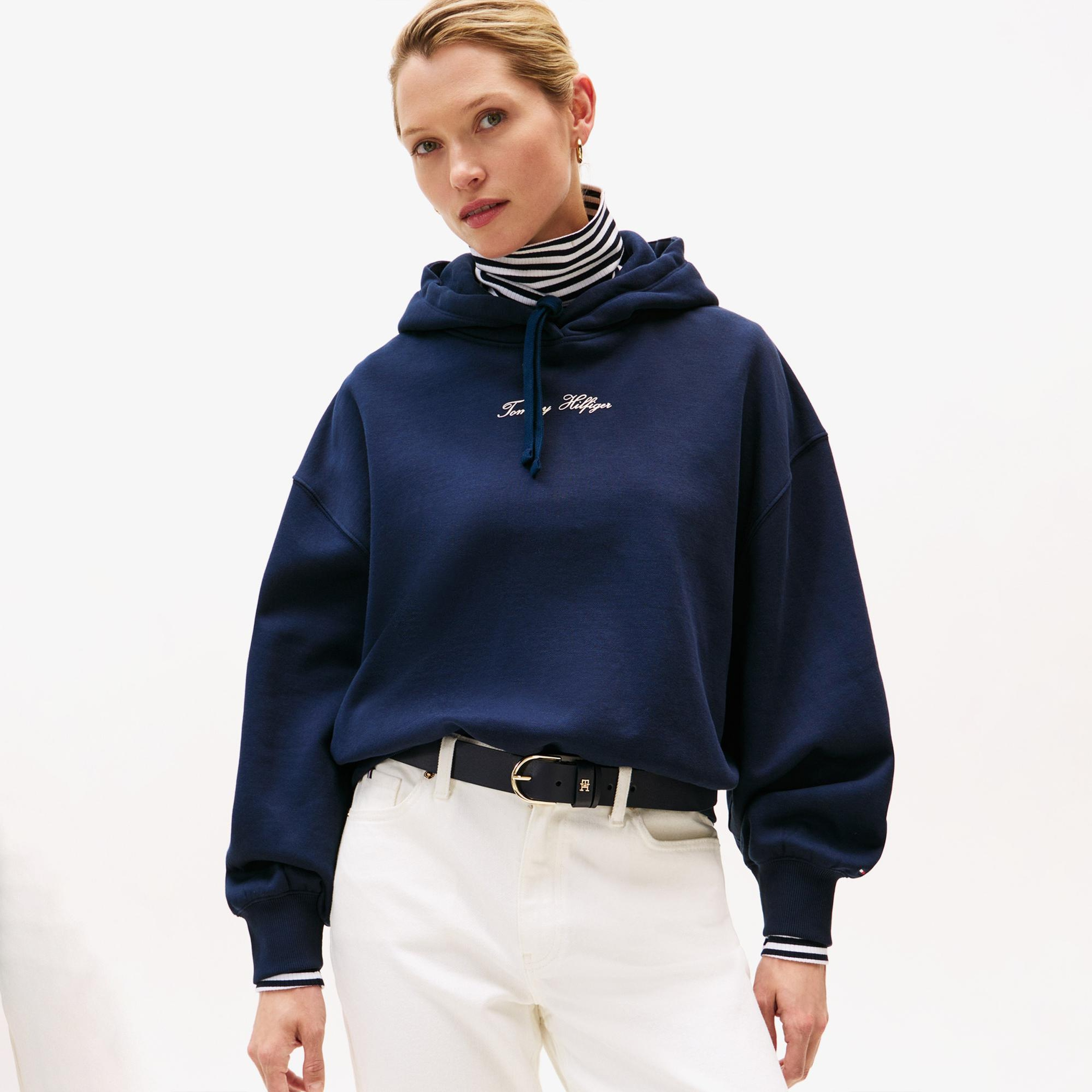Tommy Hilfiger Classic Script Kadın Lacivert Hoodie