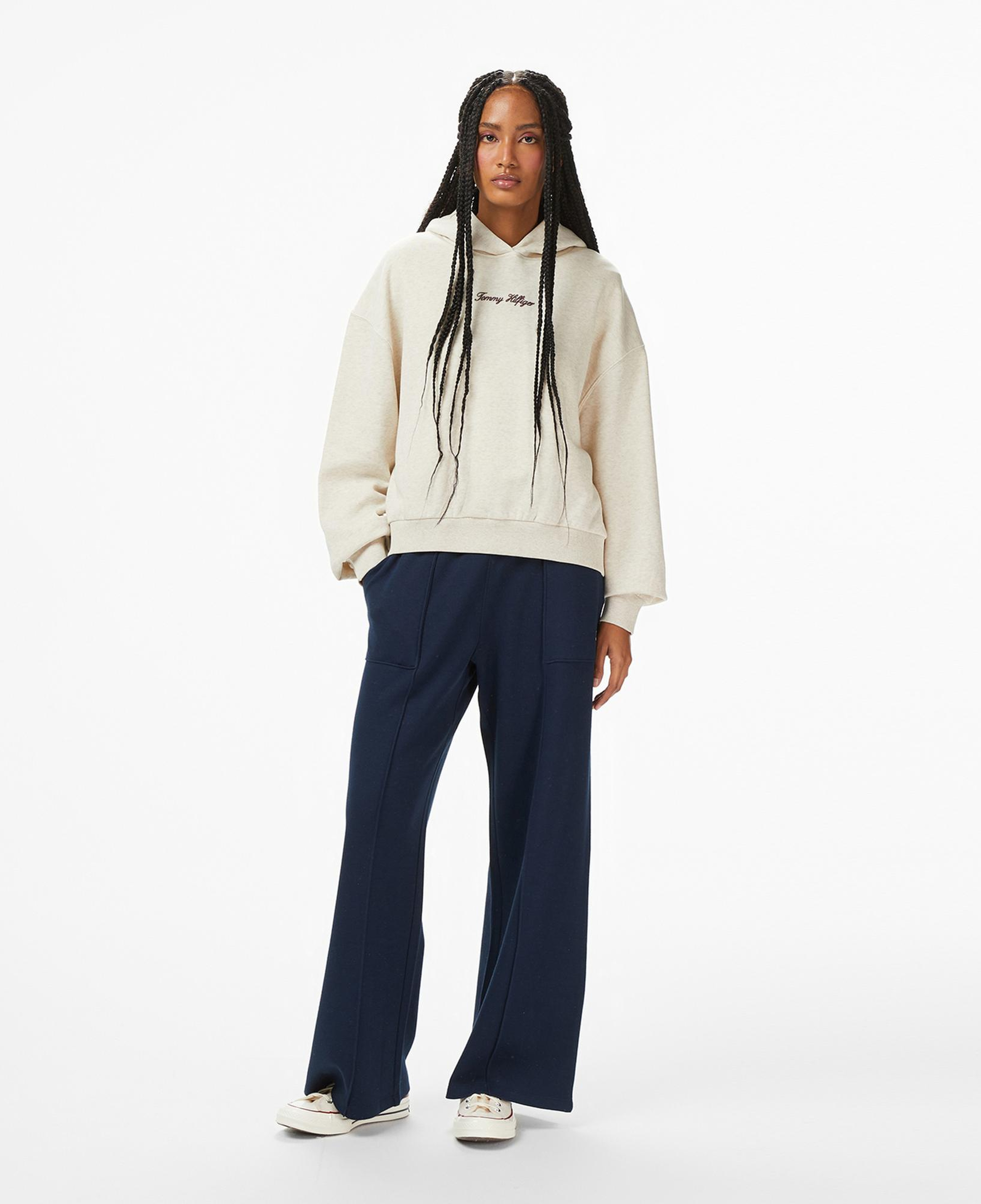 Tommy Hilfiger Classic Script Kadın Bej Hoodie