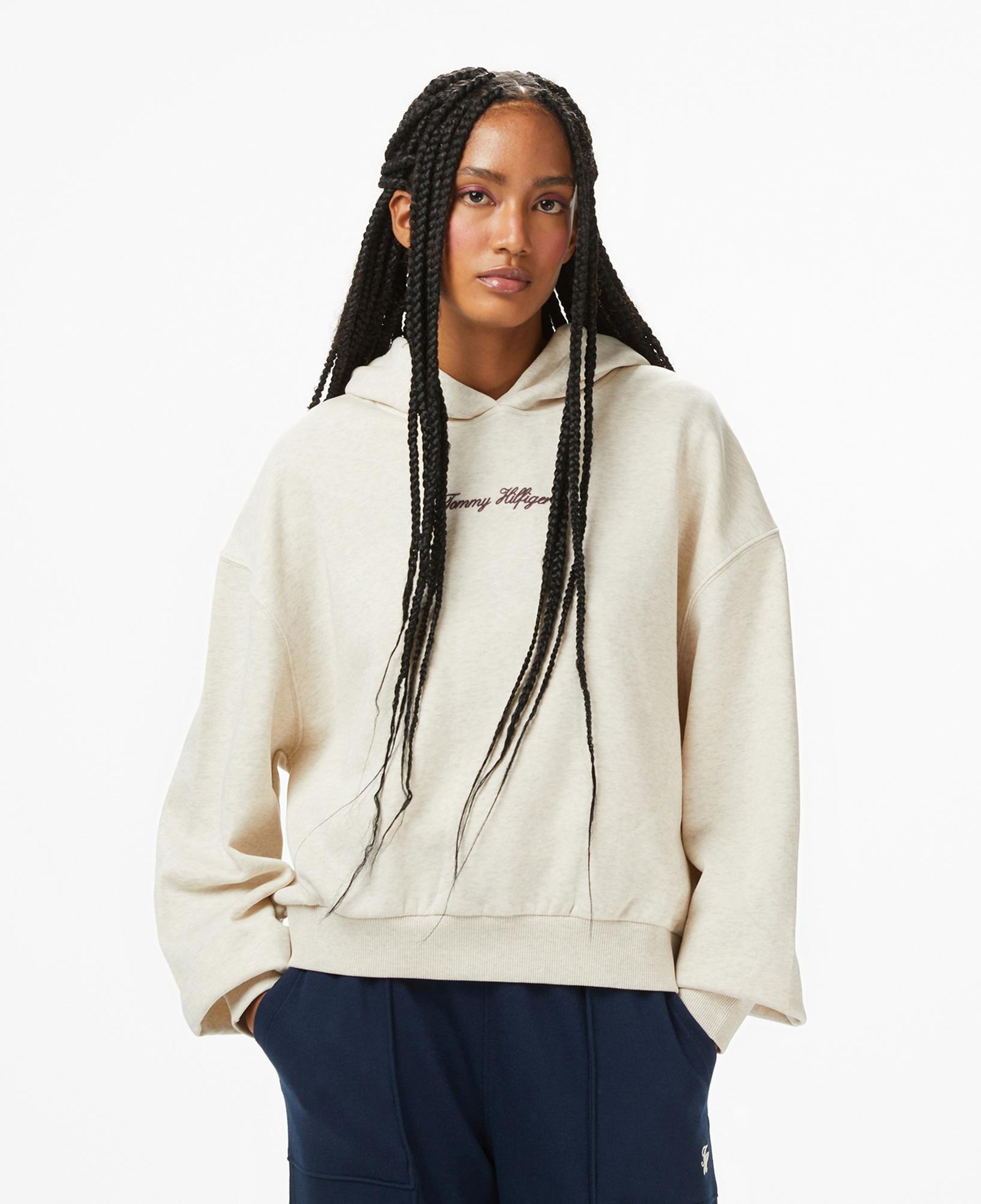 Tommy Hilfiger Classic Script Kadın Bej Hoodie