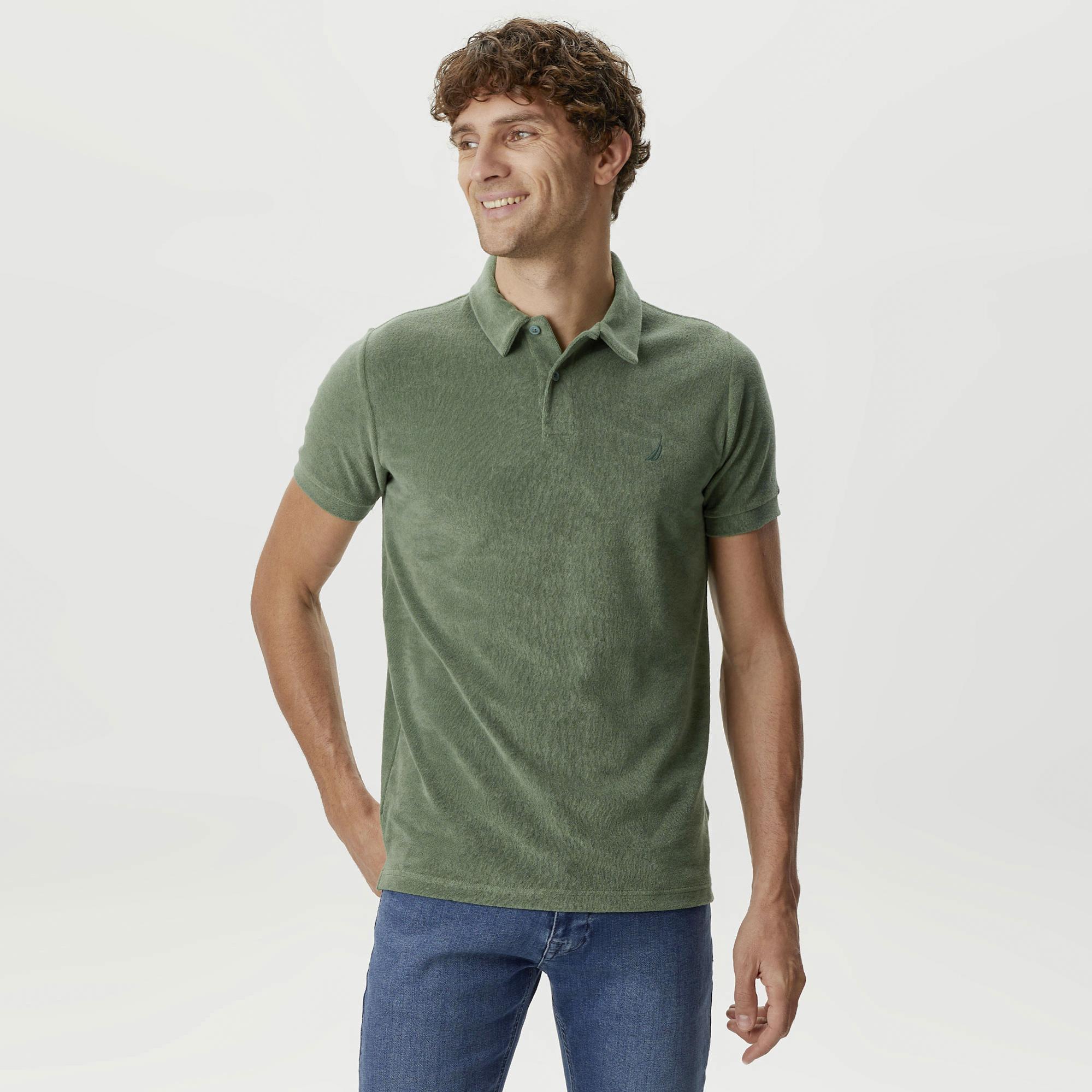 Nautica Erkek Yeşil Classic Fit Kısa Kollu Polo Yaka T-Shirt