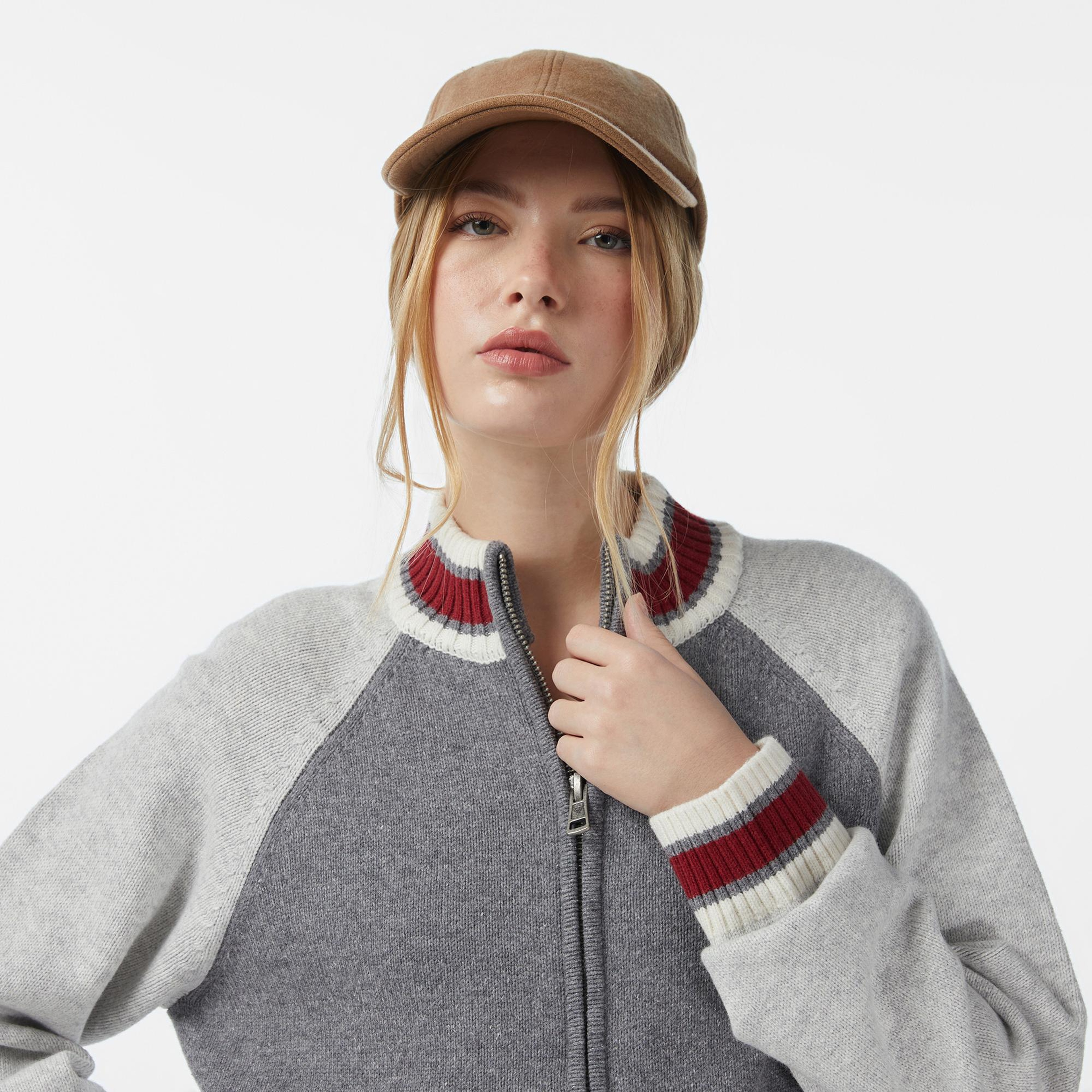 Guess Zipped Back In Yün Karışımlı Kadın Gri Triko