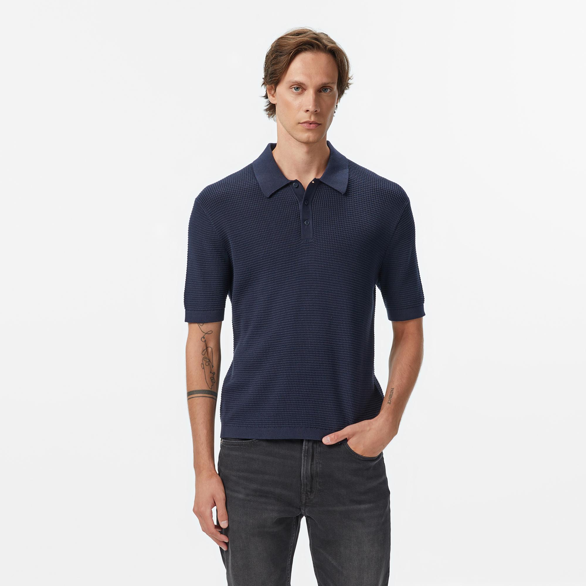 Calvin Klein Cotton Erkek Lacivert Triko