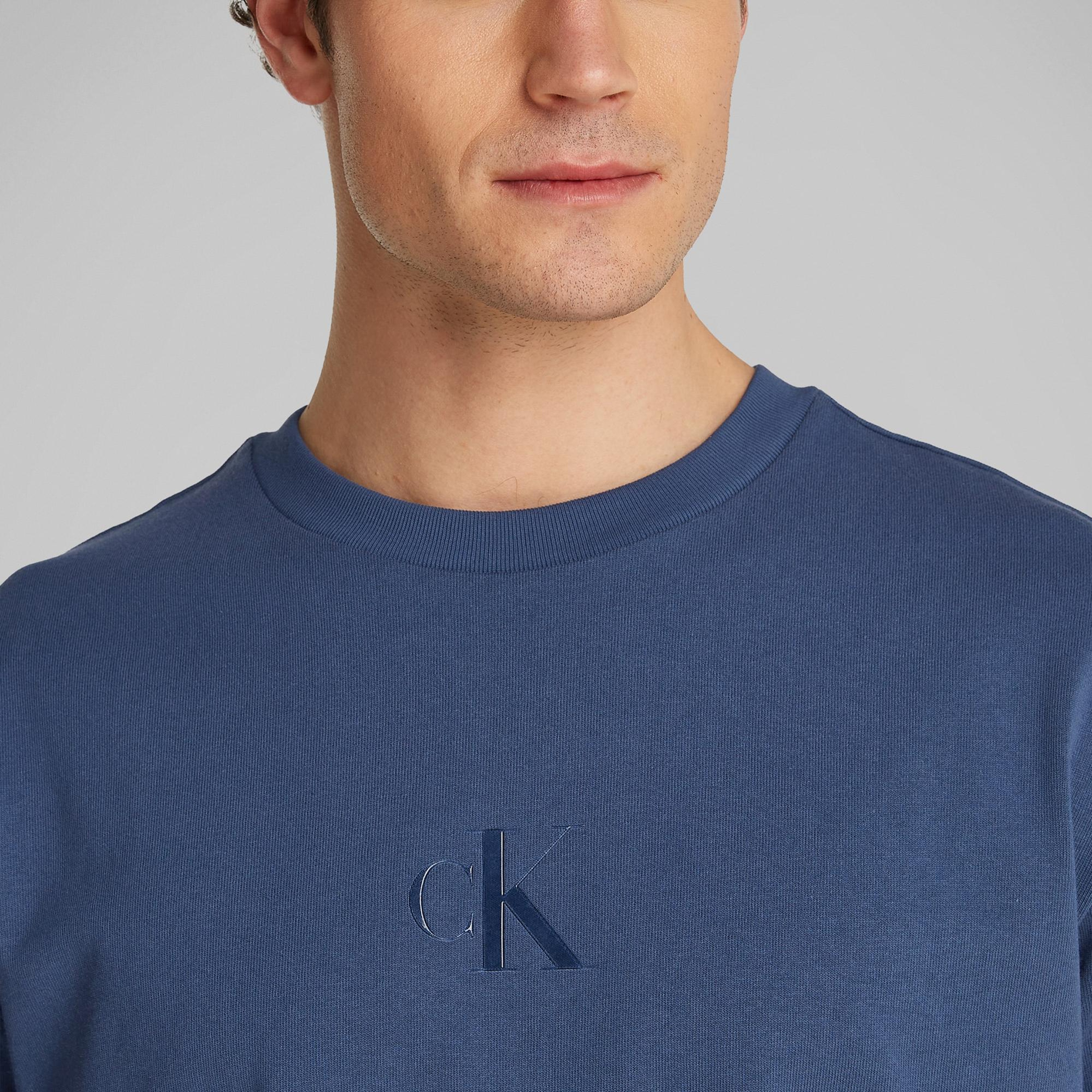 Calvin Klein Rel Liquid Monologo Erkek Mavi T-Shirt