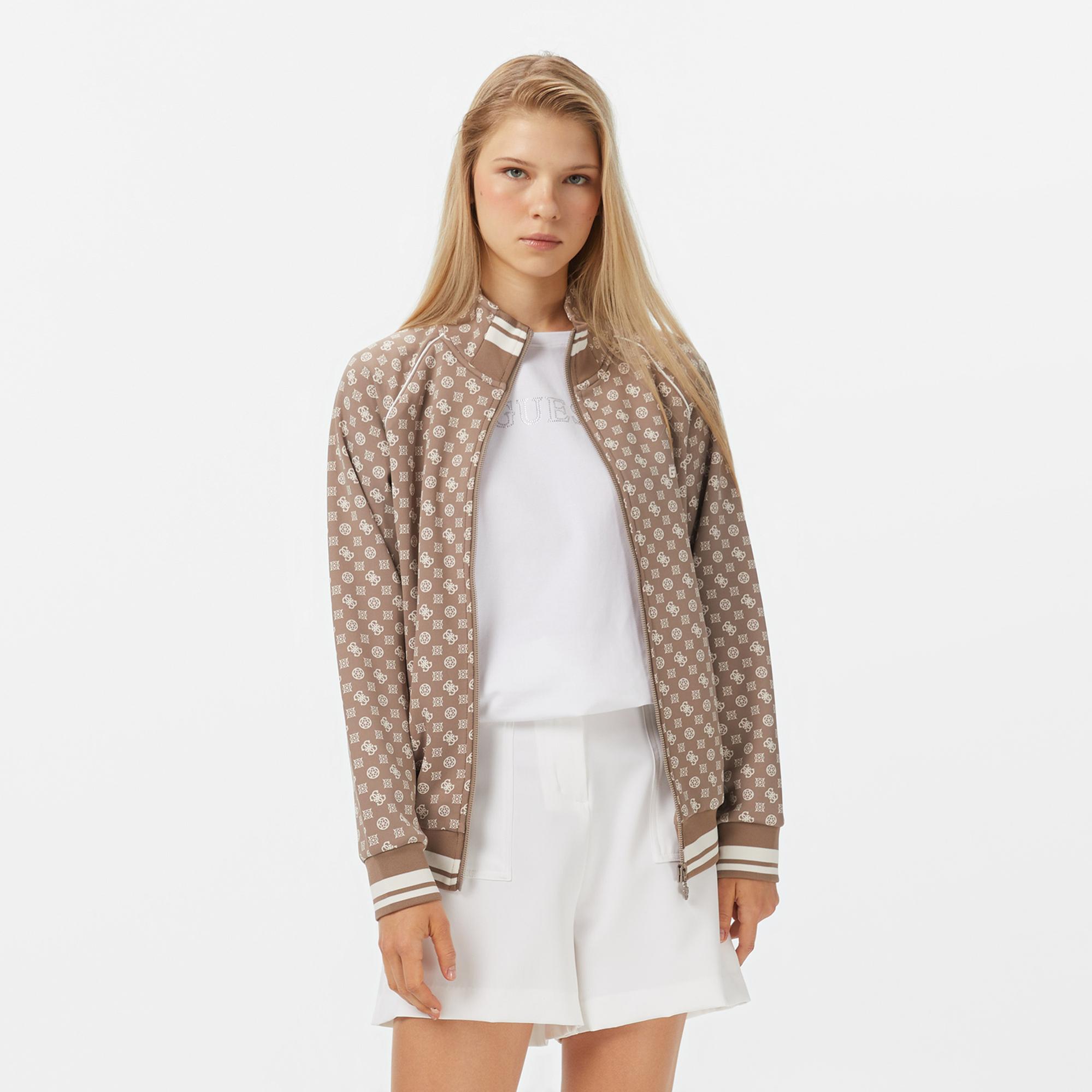 Guess Aggie Scuba Kadın Bej Sweatshirt