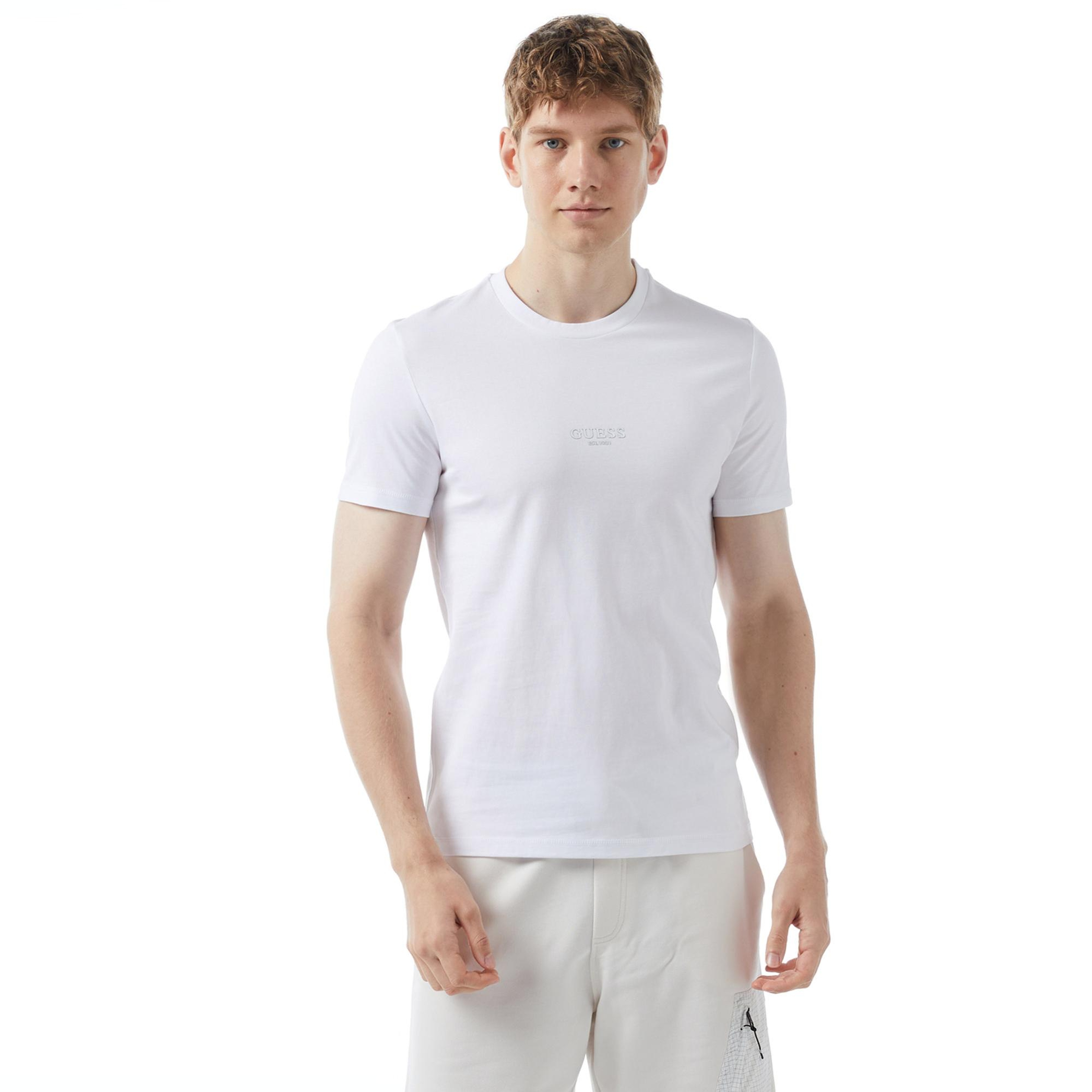 Guess Mid Organic Stream Erkek Beyaz T-Shirt