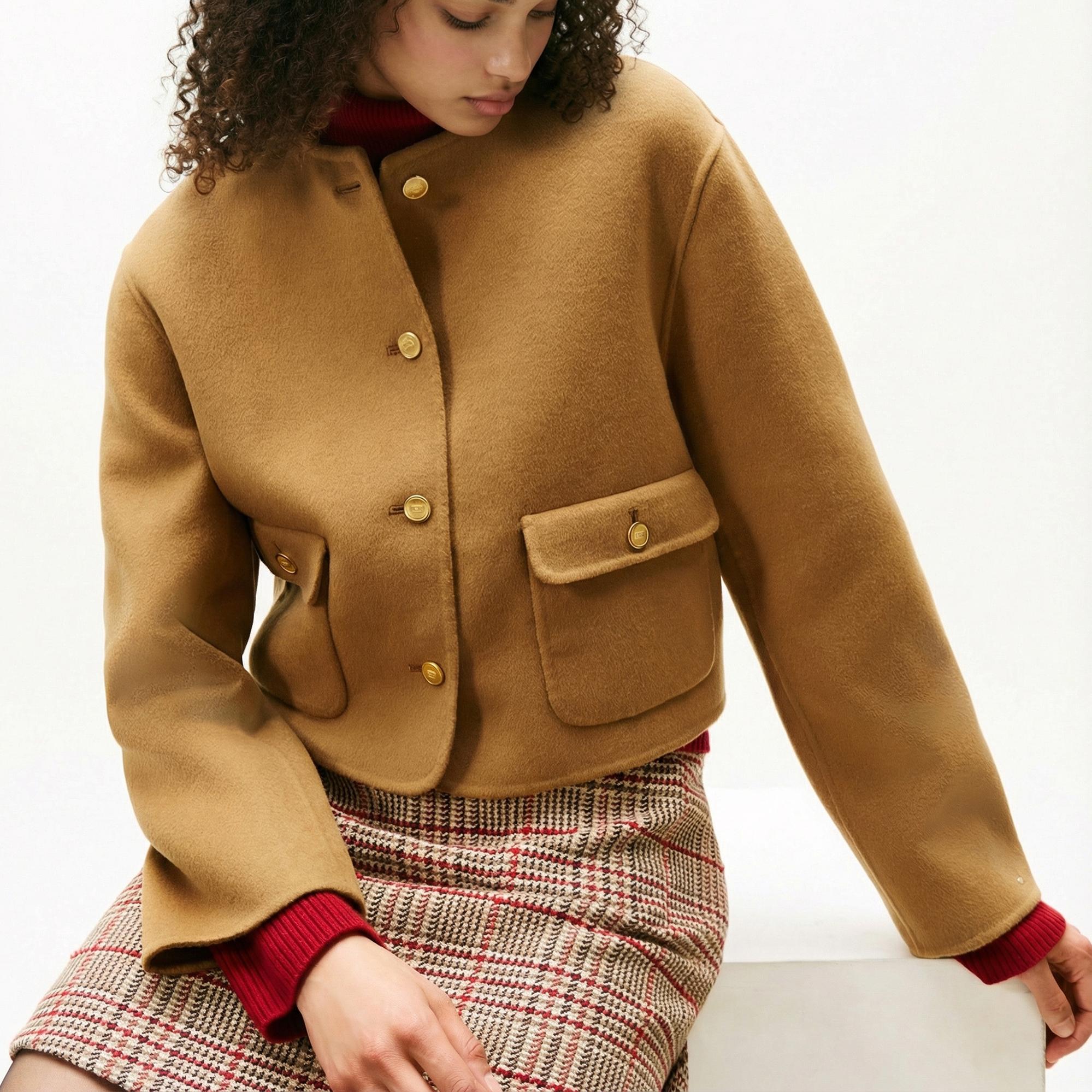 Tommy Hilfiger Wool Blend Lady Kadın Kahverengi Ceket