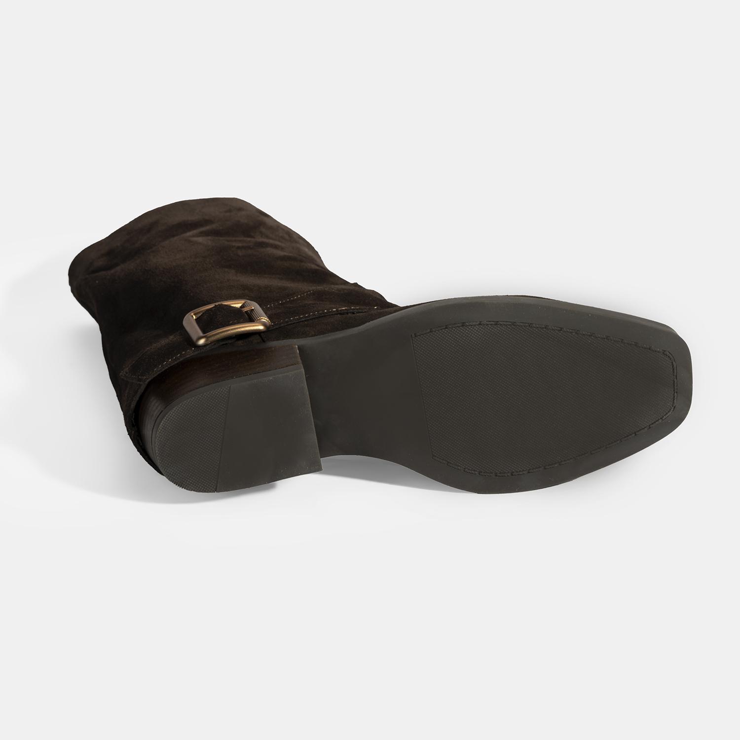 Kadın Kahve Katlama Detaylı Süet Bot