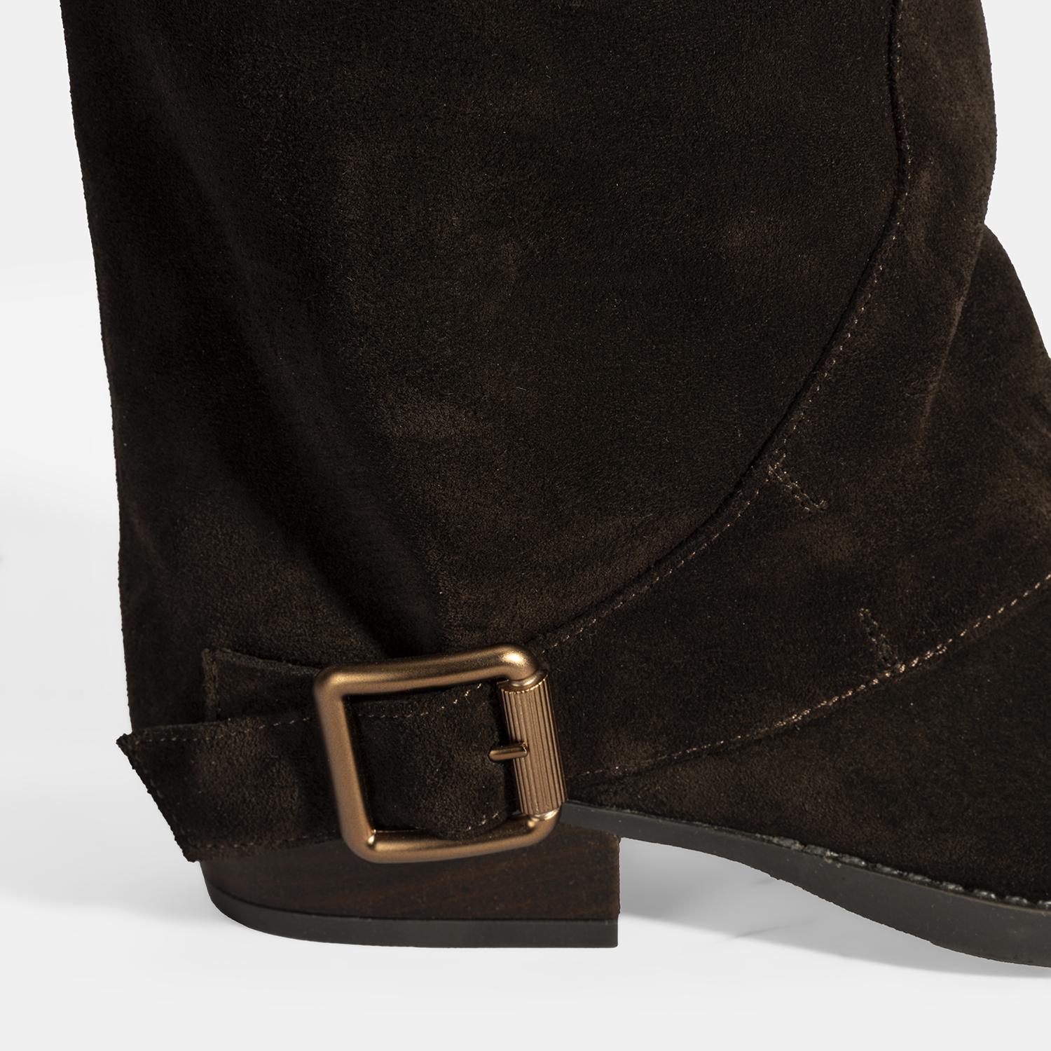 Kadın Kahve Katlama Detaylı Süet Bot