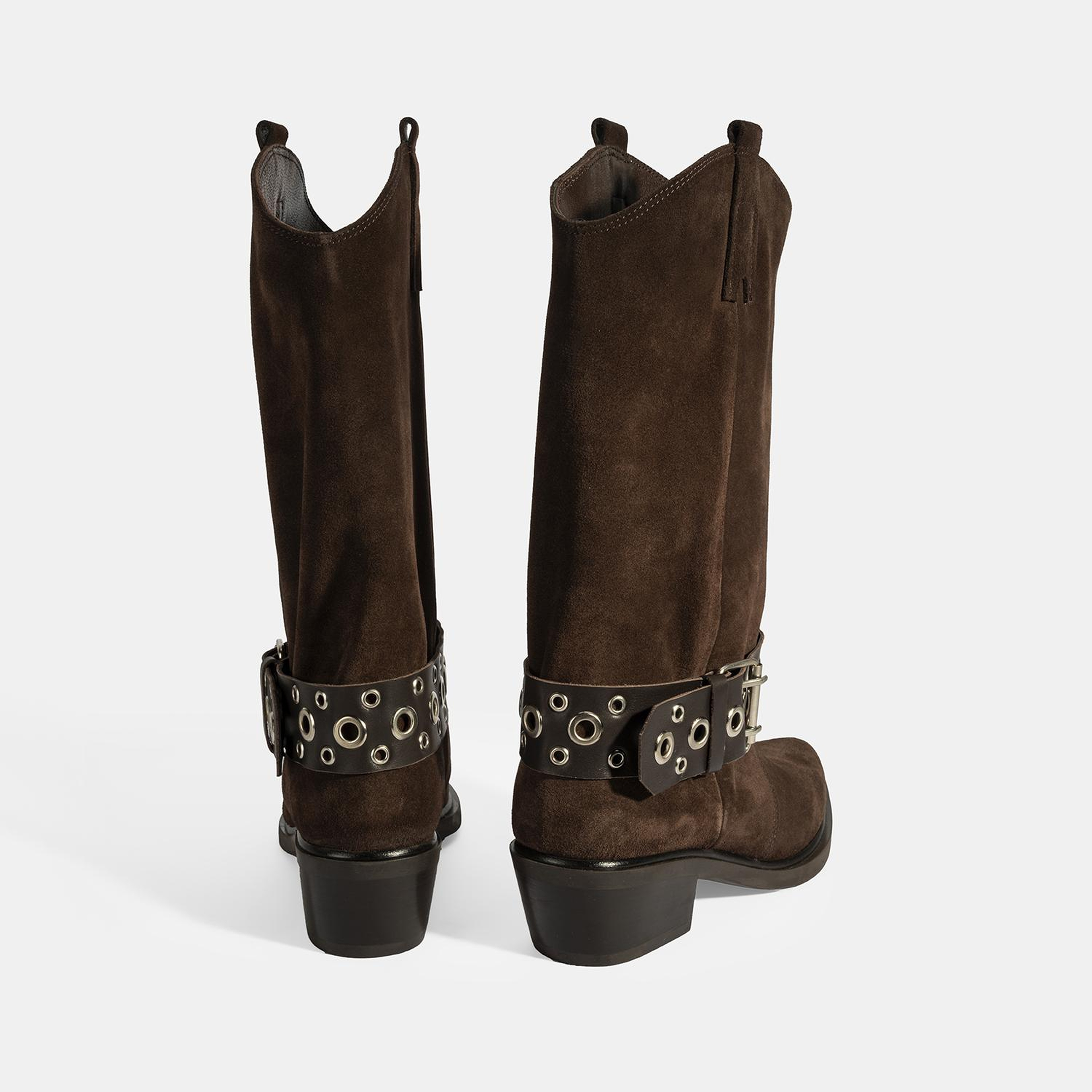 Kadın Kahve Ayarlanabilir Kemer Aksesuarlı Süet Bot