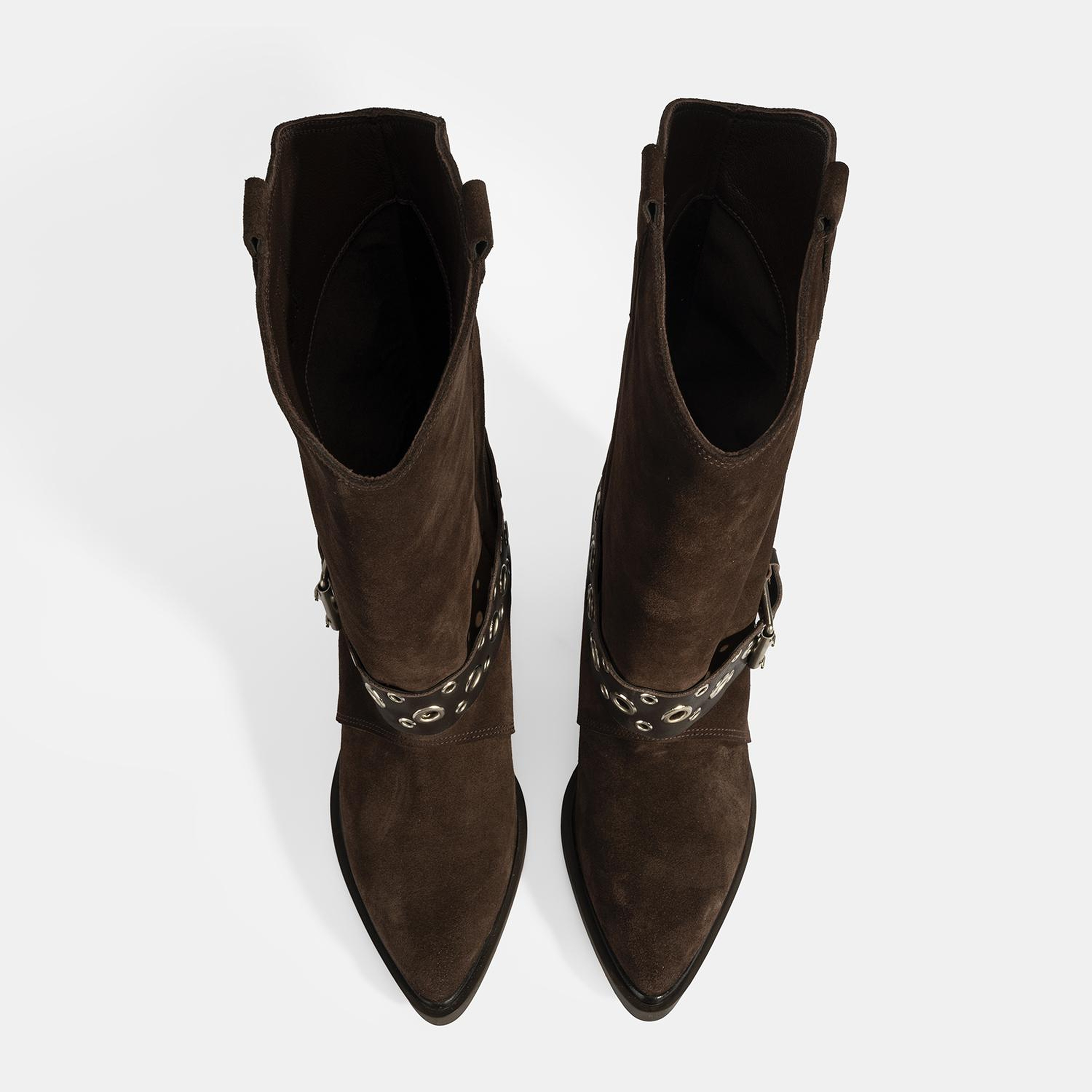 Kadın Kahve Ayarlanabilir Kemer Aksesuarlı Süet Bot