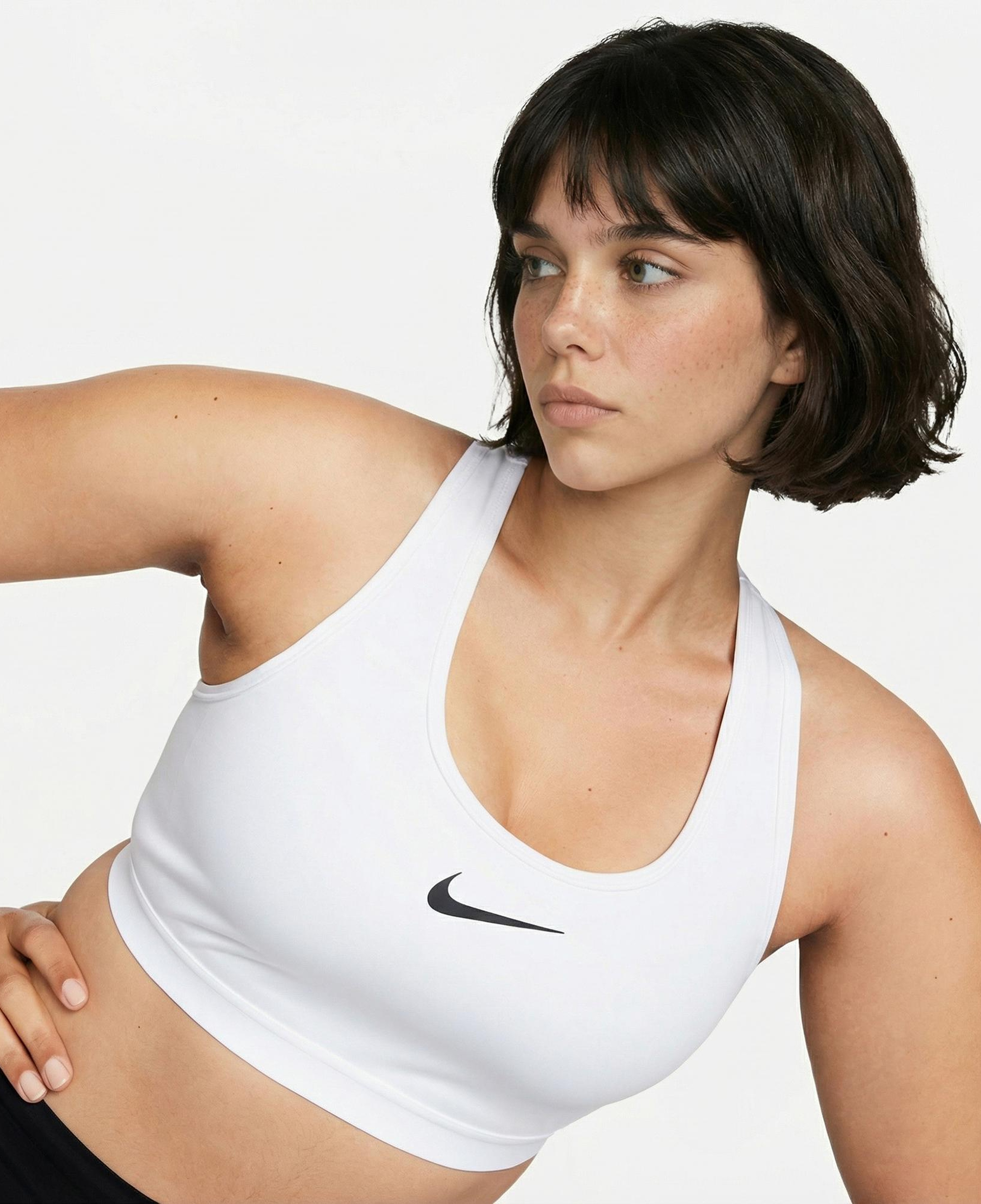 Nike Dri-Fit Swoosh High Support Kadın Beyaz Bra