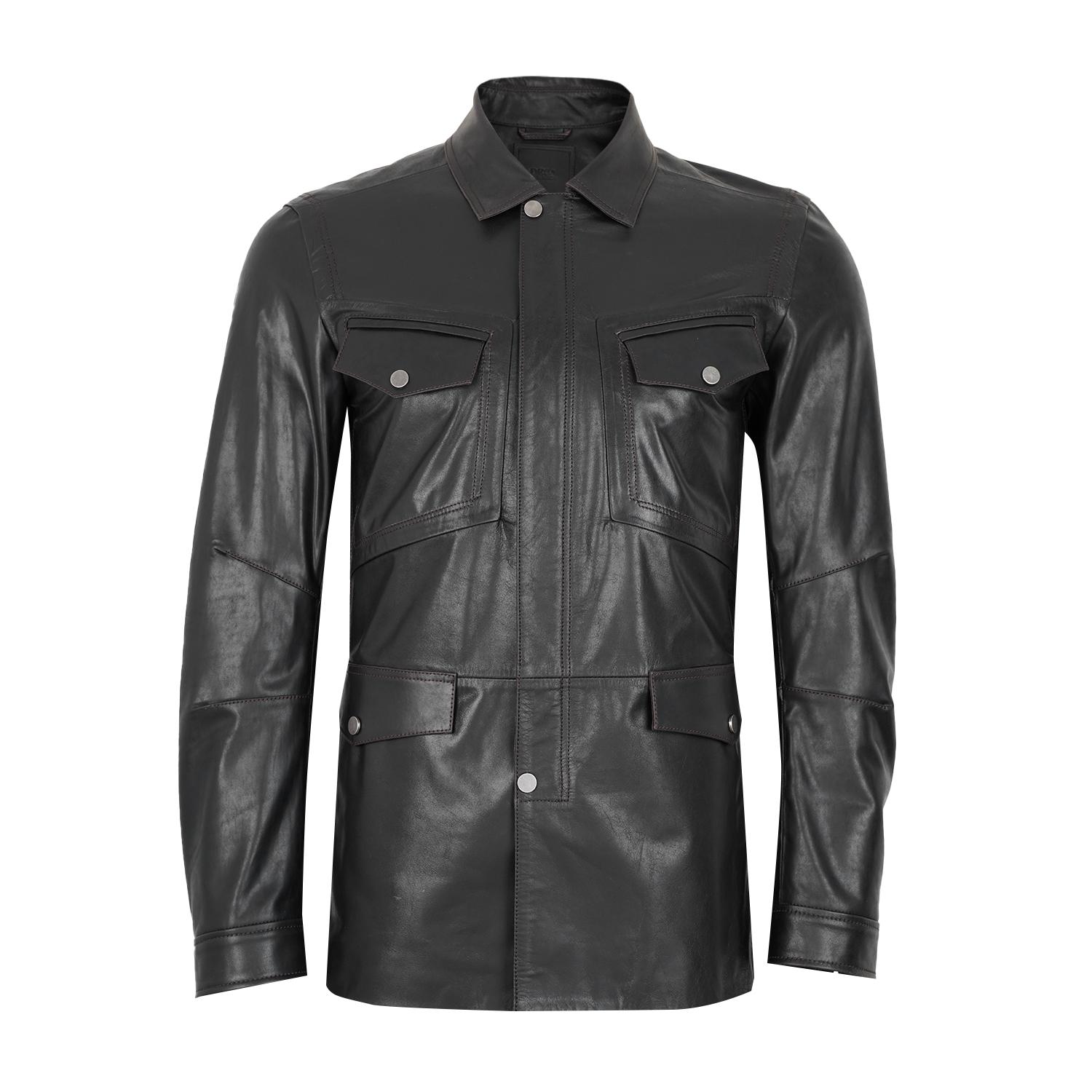 Briton Koyu Kahve Erkek Deri Mont