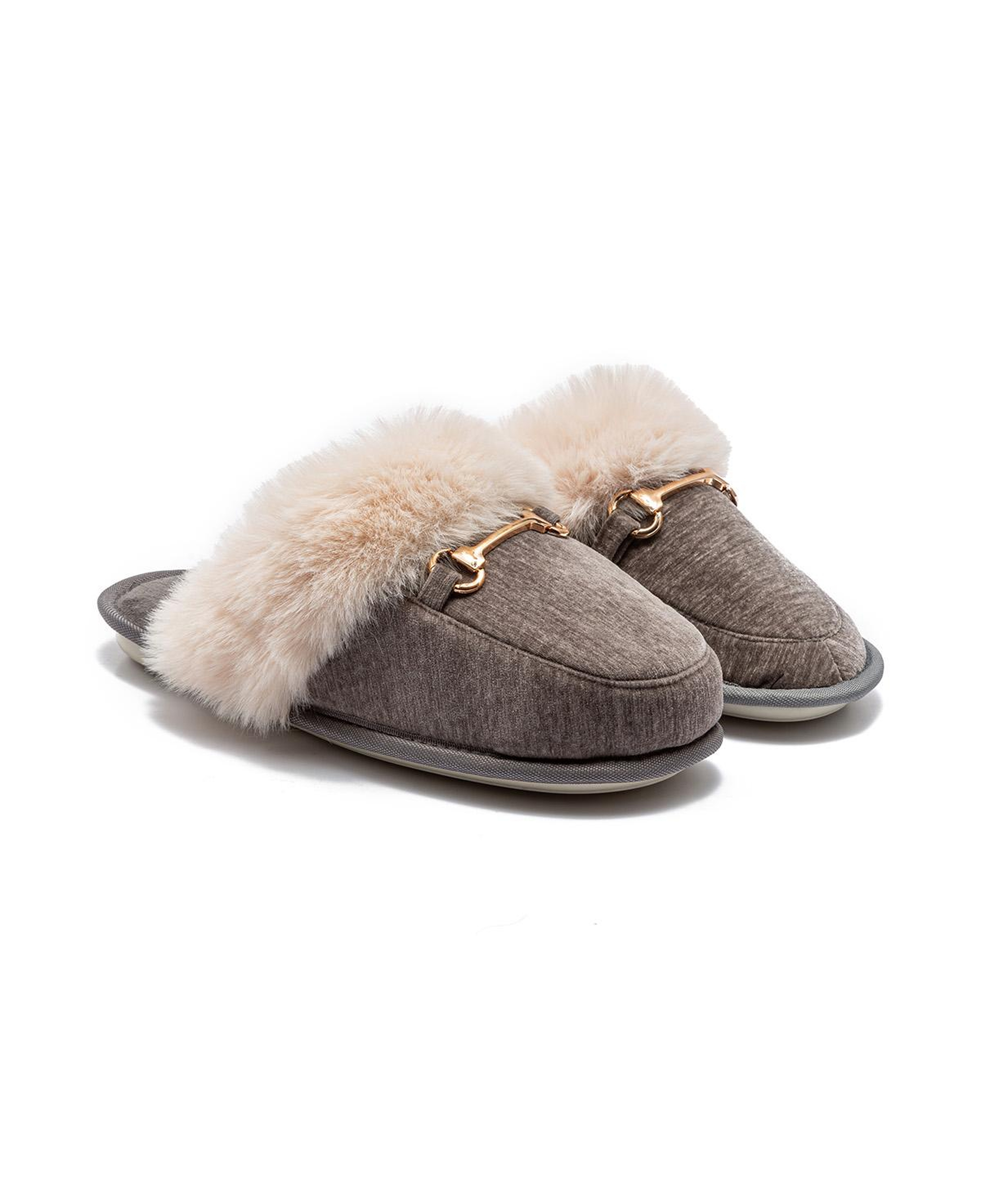 Maya Kadın Tokalı Ev Terliği Gri 37/41