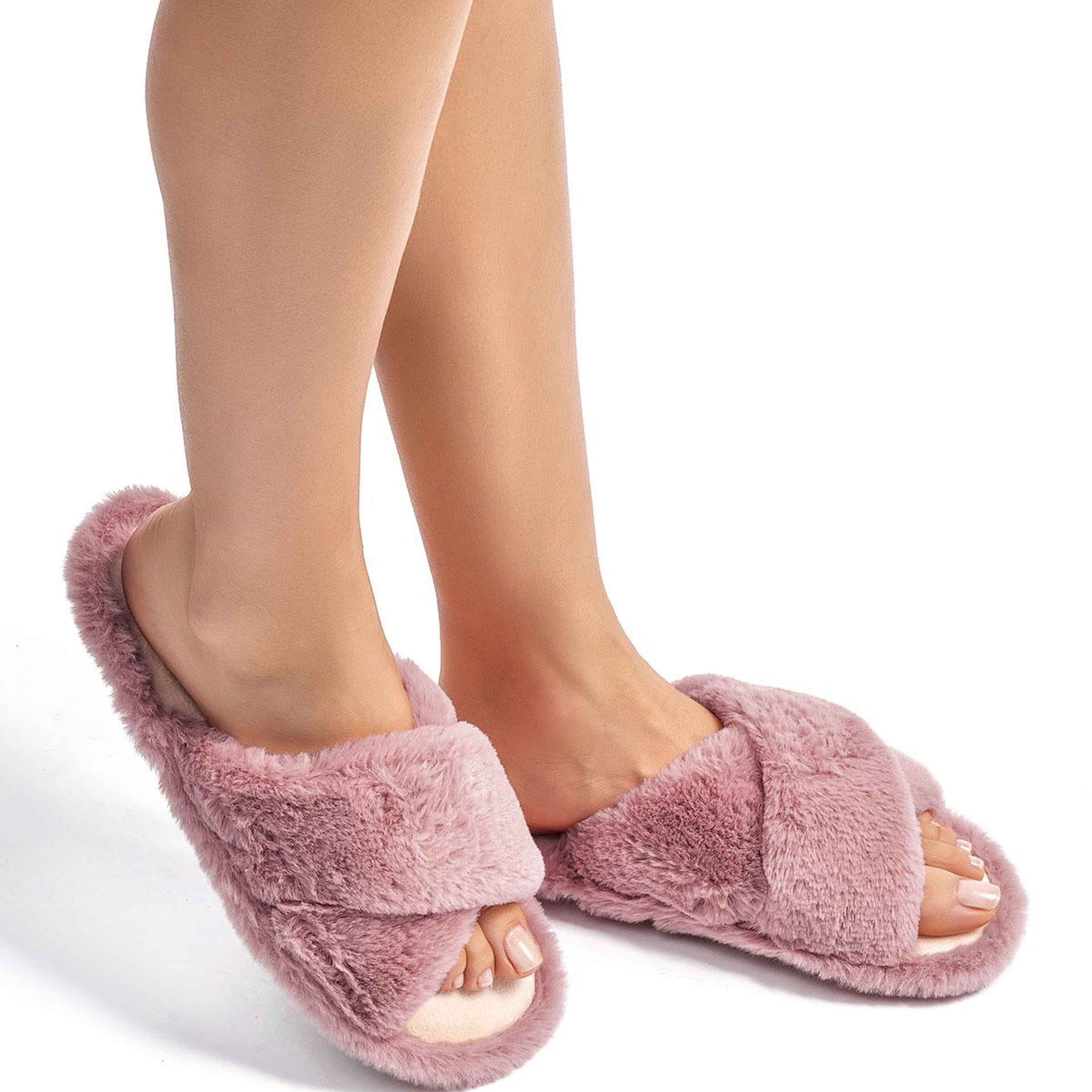 Çapraz Peluş Kadın Ev Terliği Pembe 36/41