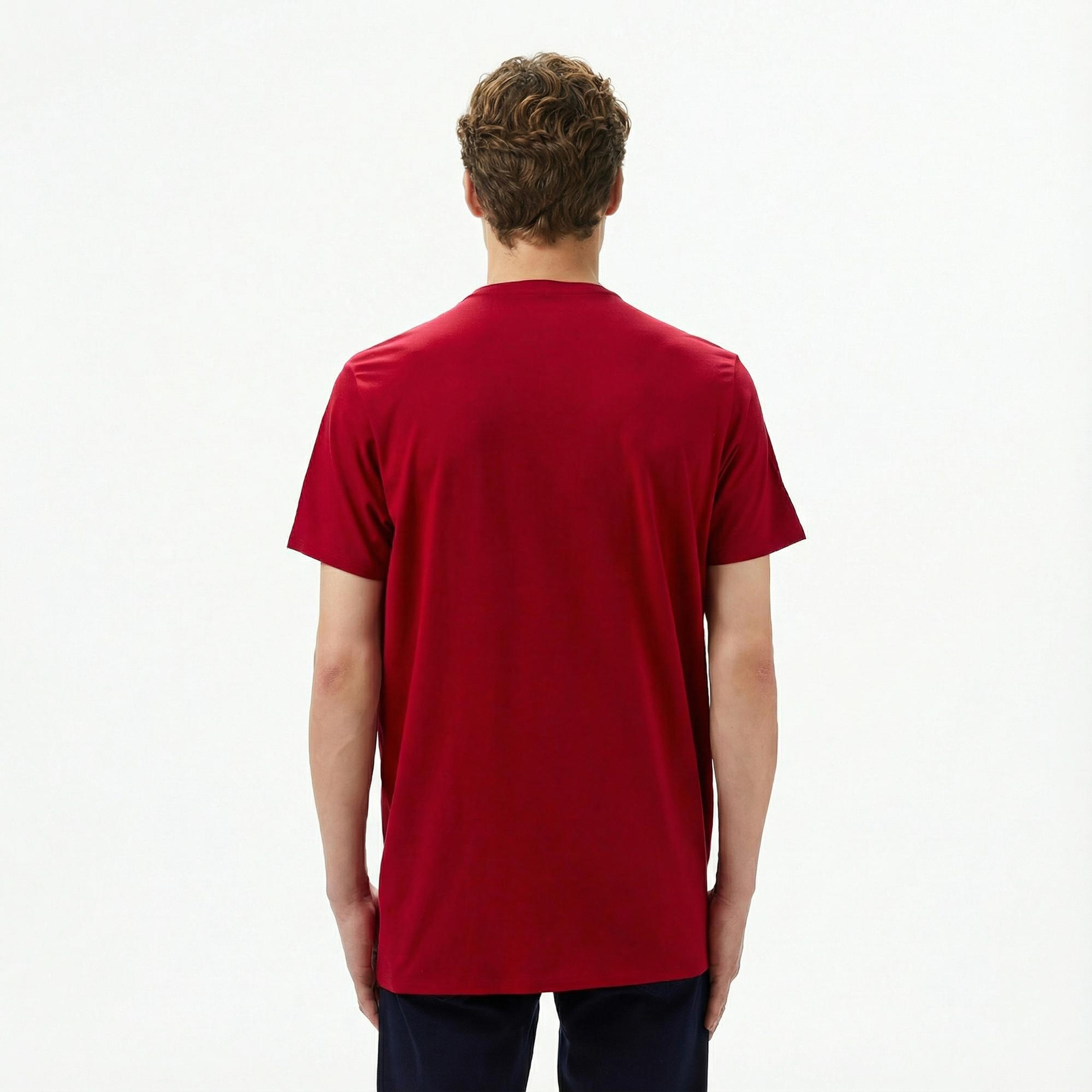 Lacoste Erkek Slim Fit Bisiklet Yaka Bordo T-Shirt