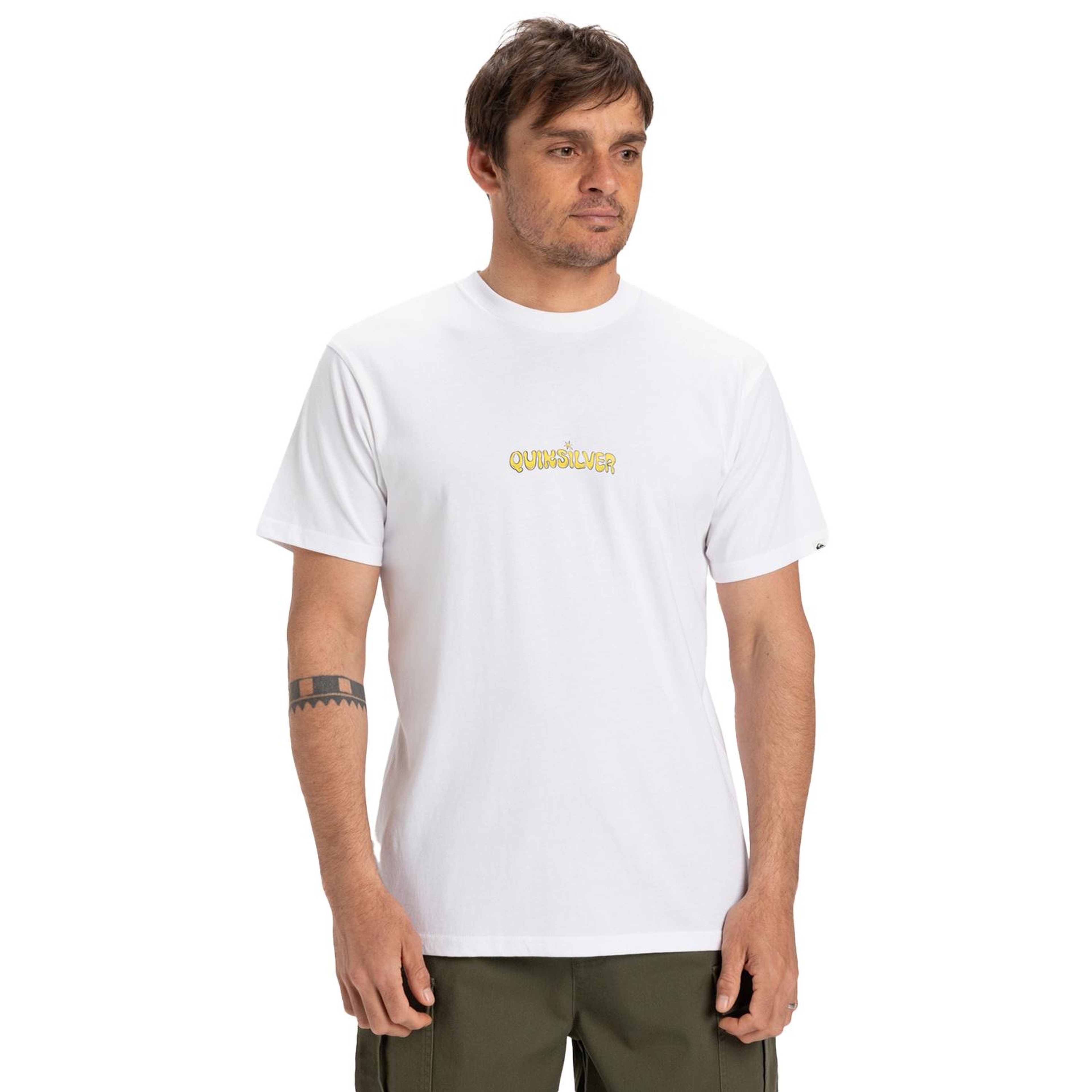 Quiksilver Ev Disconnect Effects Erkek Beyaz Tişört