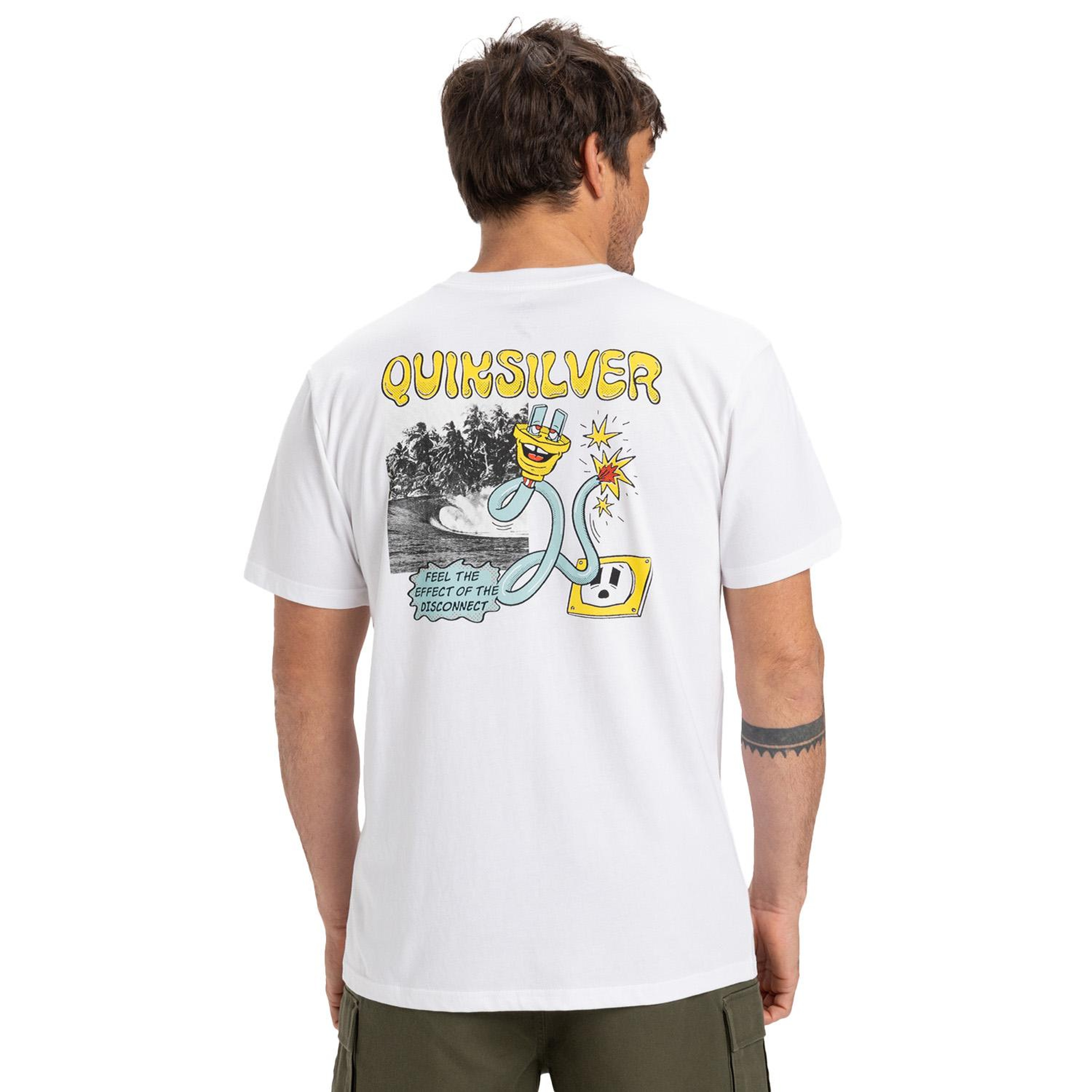 Quiksilver Ev Disconnect Effects Erkek Beyaz Tişört