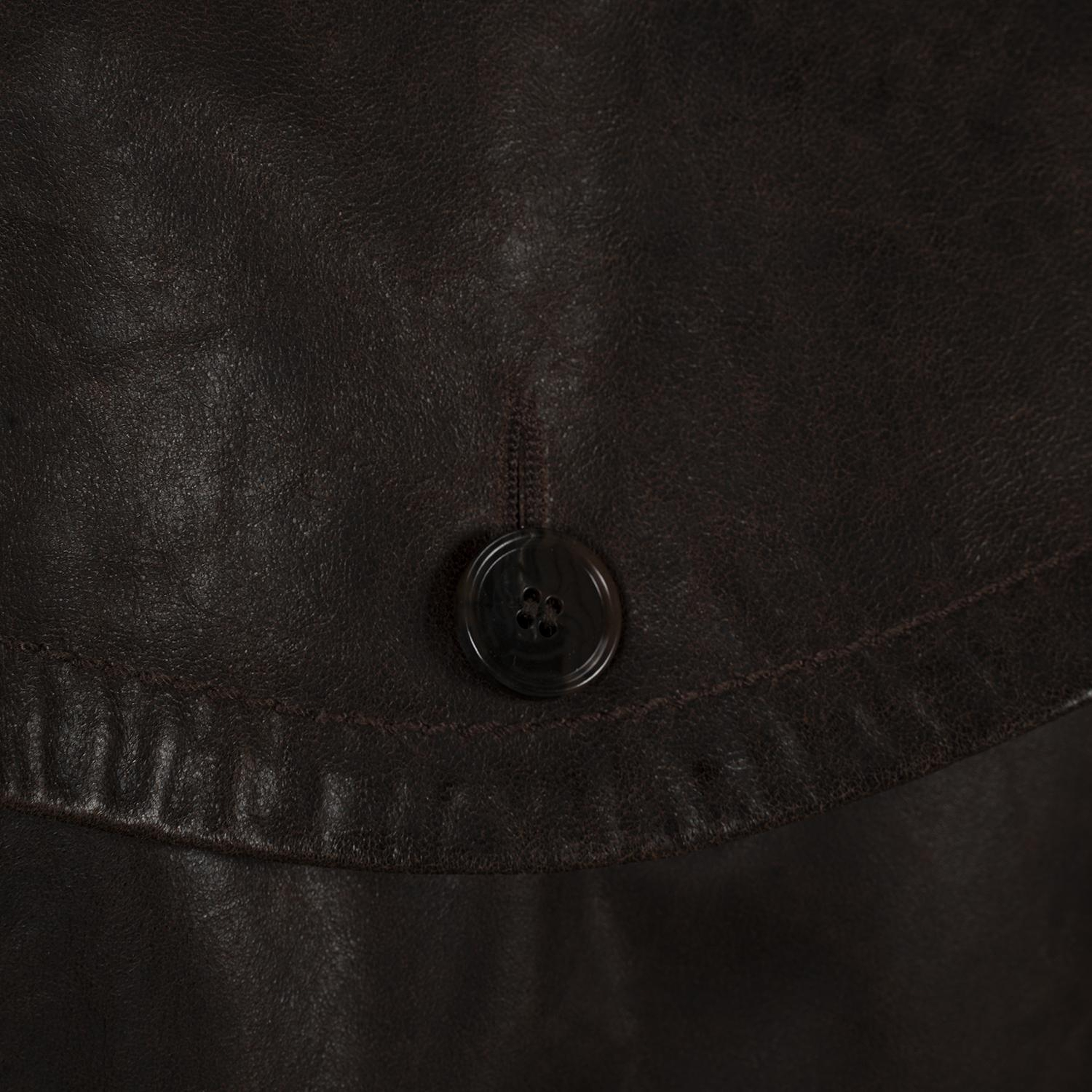 DESA Kadın Kahve Yakalı Deri Kısa Trençkot