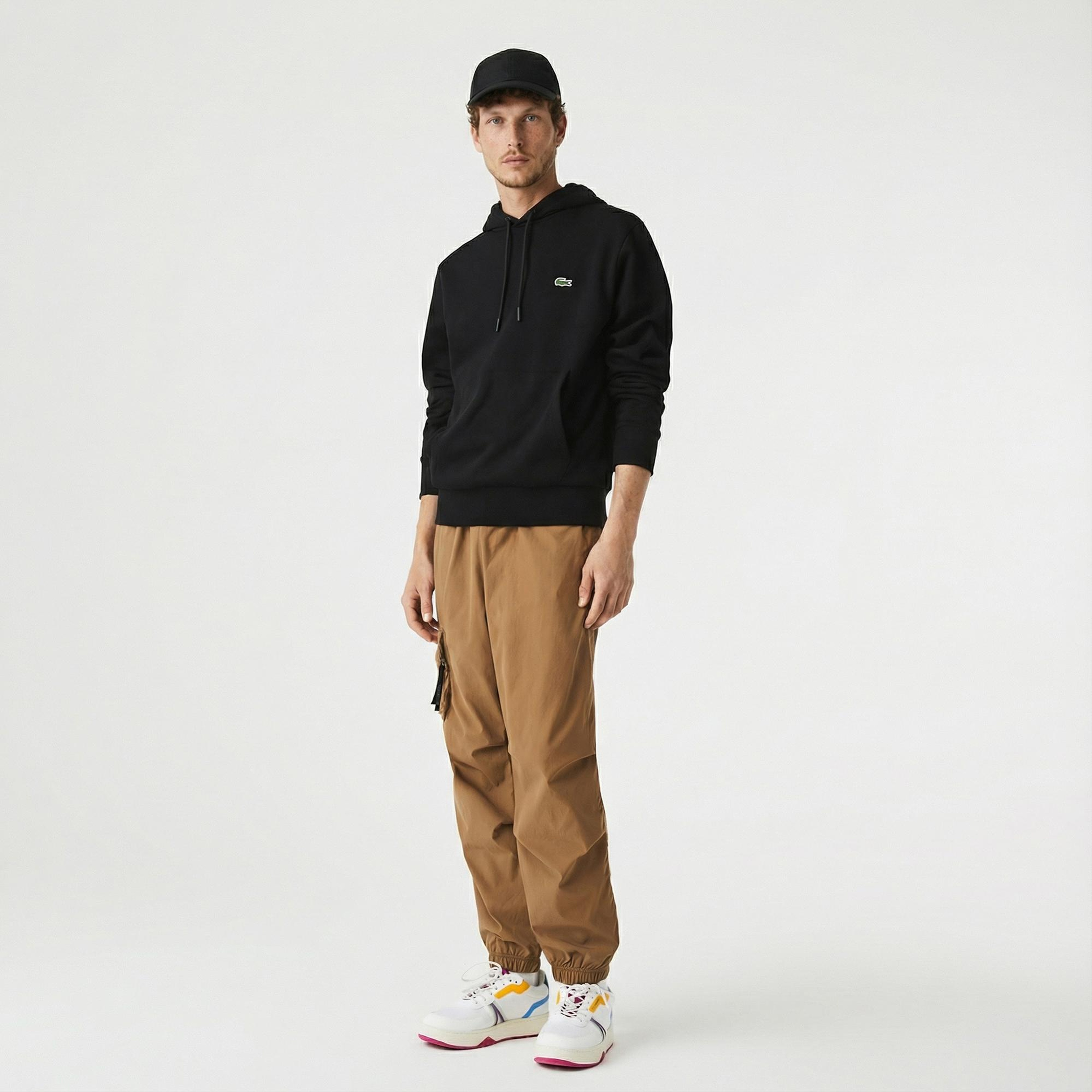 Lacoste Erkek Classic Fit Kapüşonlu Siyah Sweatshirt