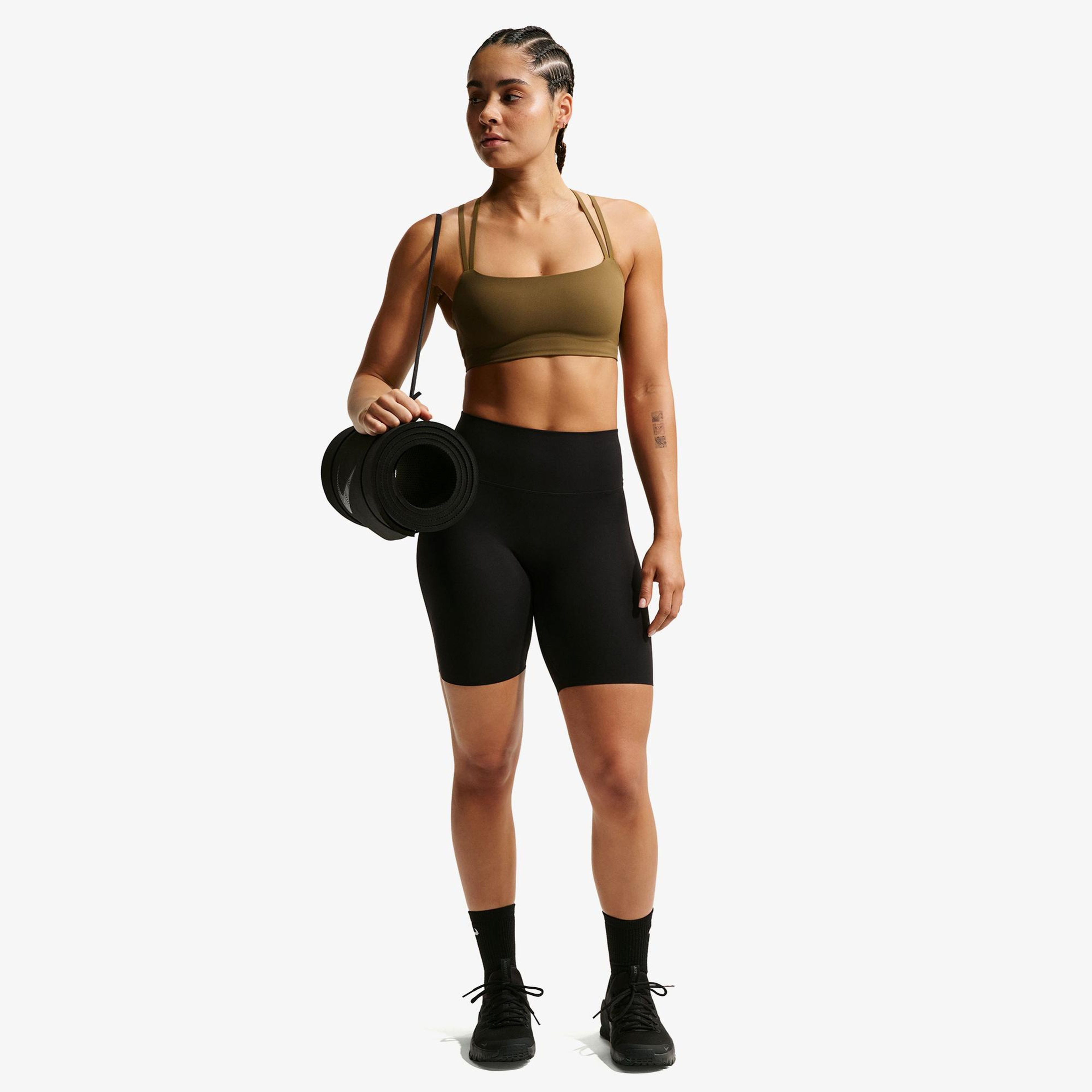 Nike Dri-Fit Zenvy Strappy Kadın Haki Bra