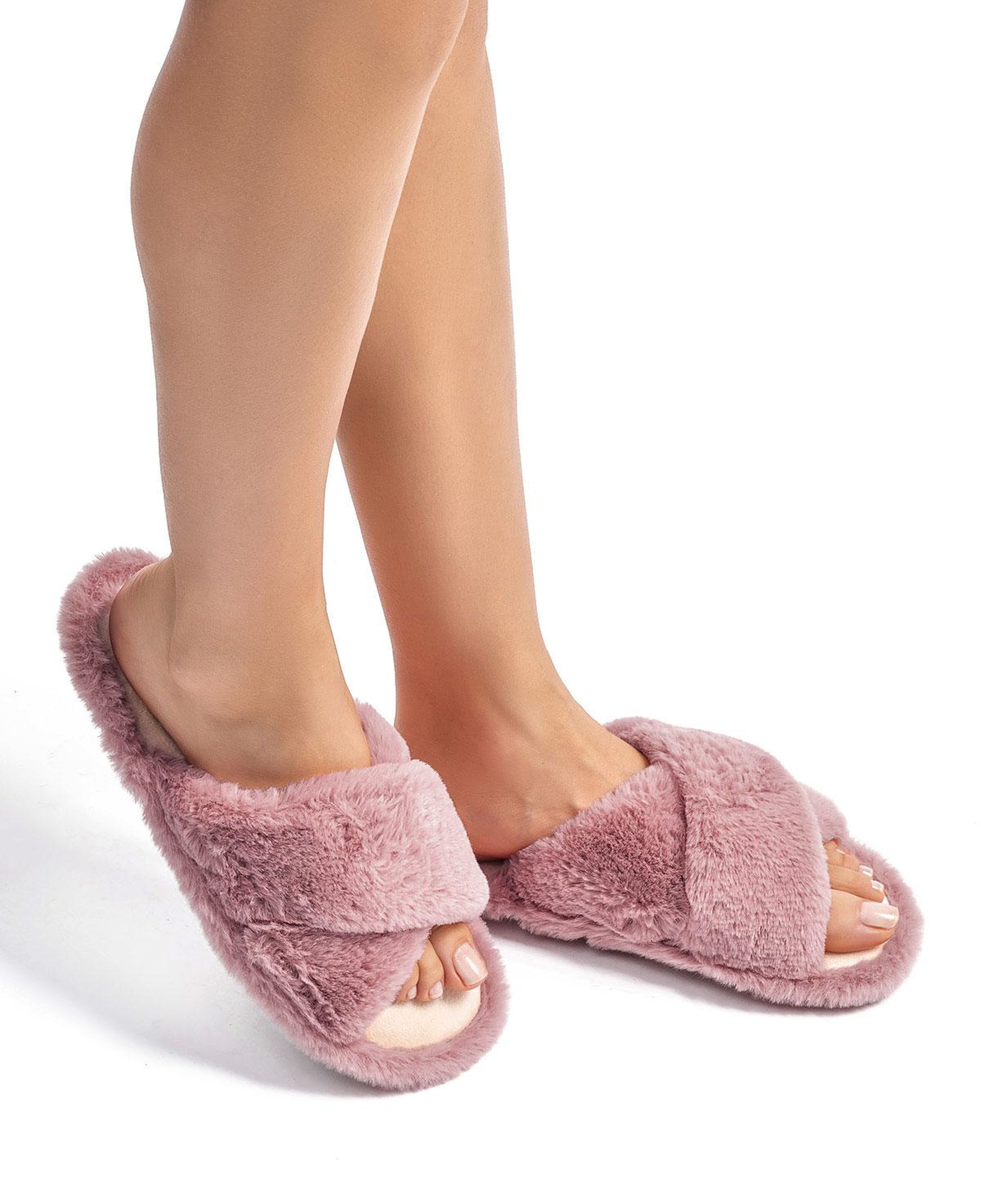 Çapraz Peluş Kadın Ev Terliği Pembe 36/41