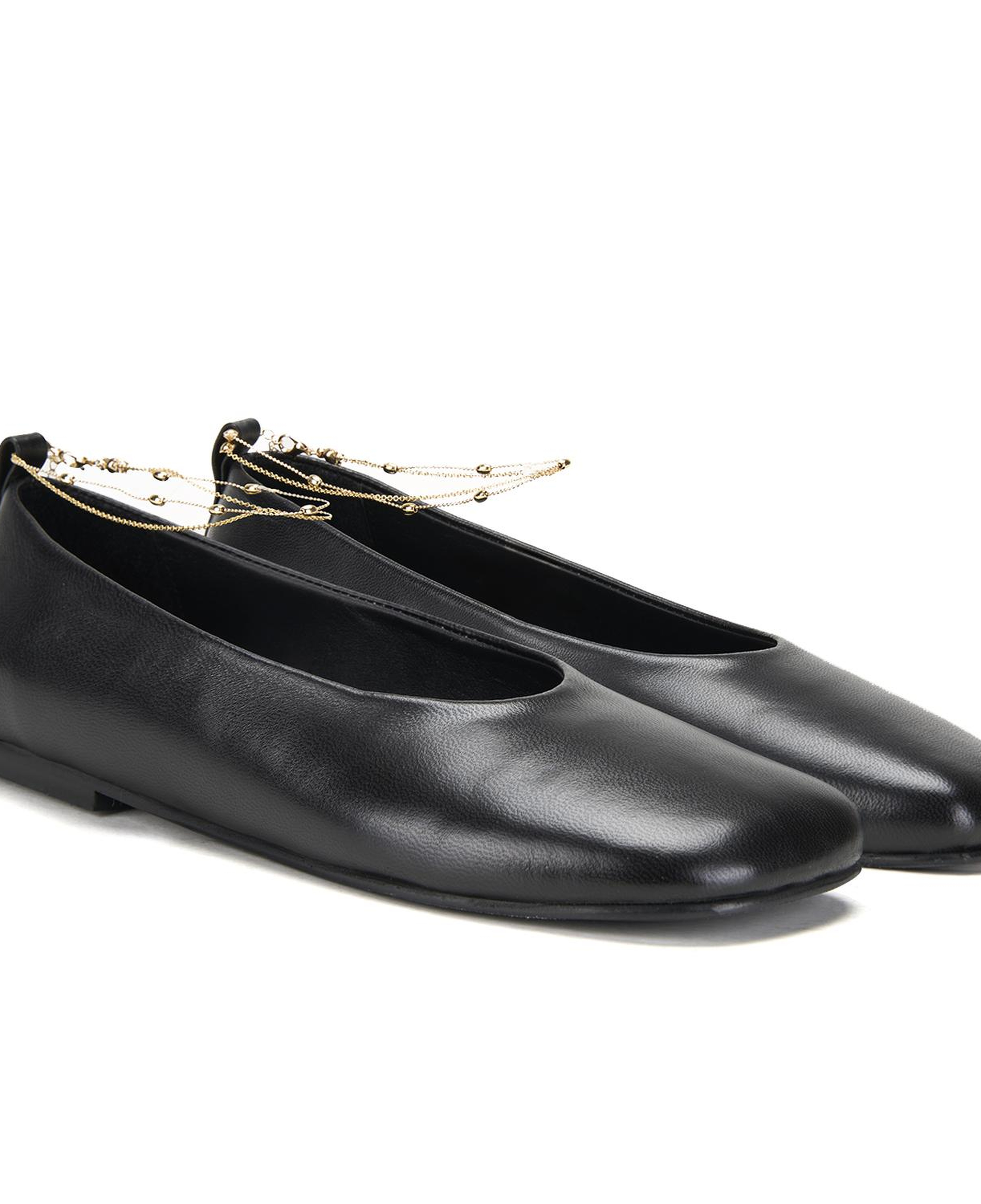 Kadın Siyah Zincir Detaylı Babet