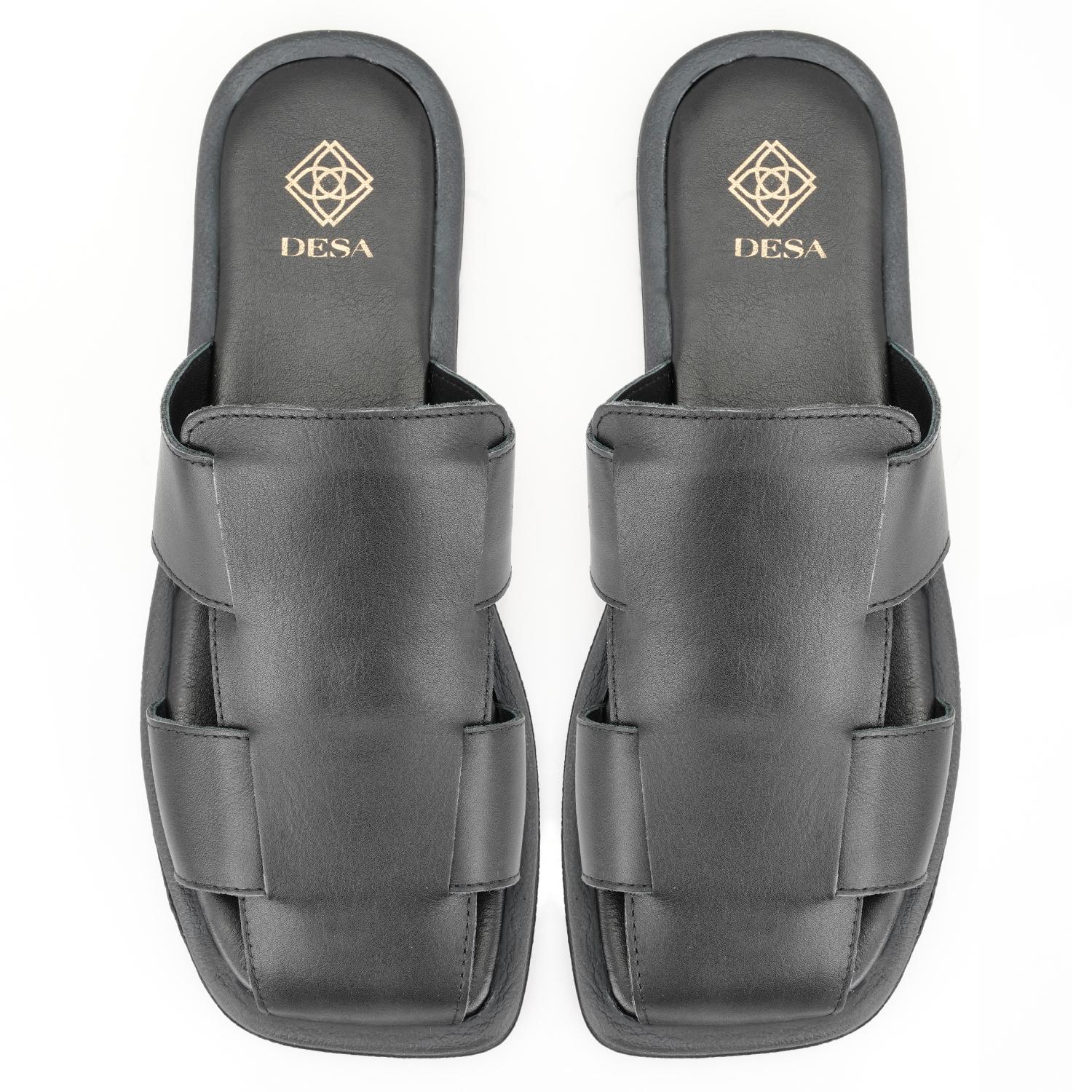 Kadın Siyah Deri Terlik