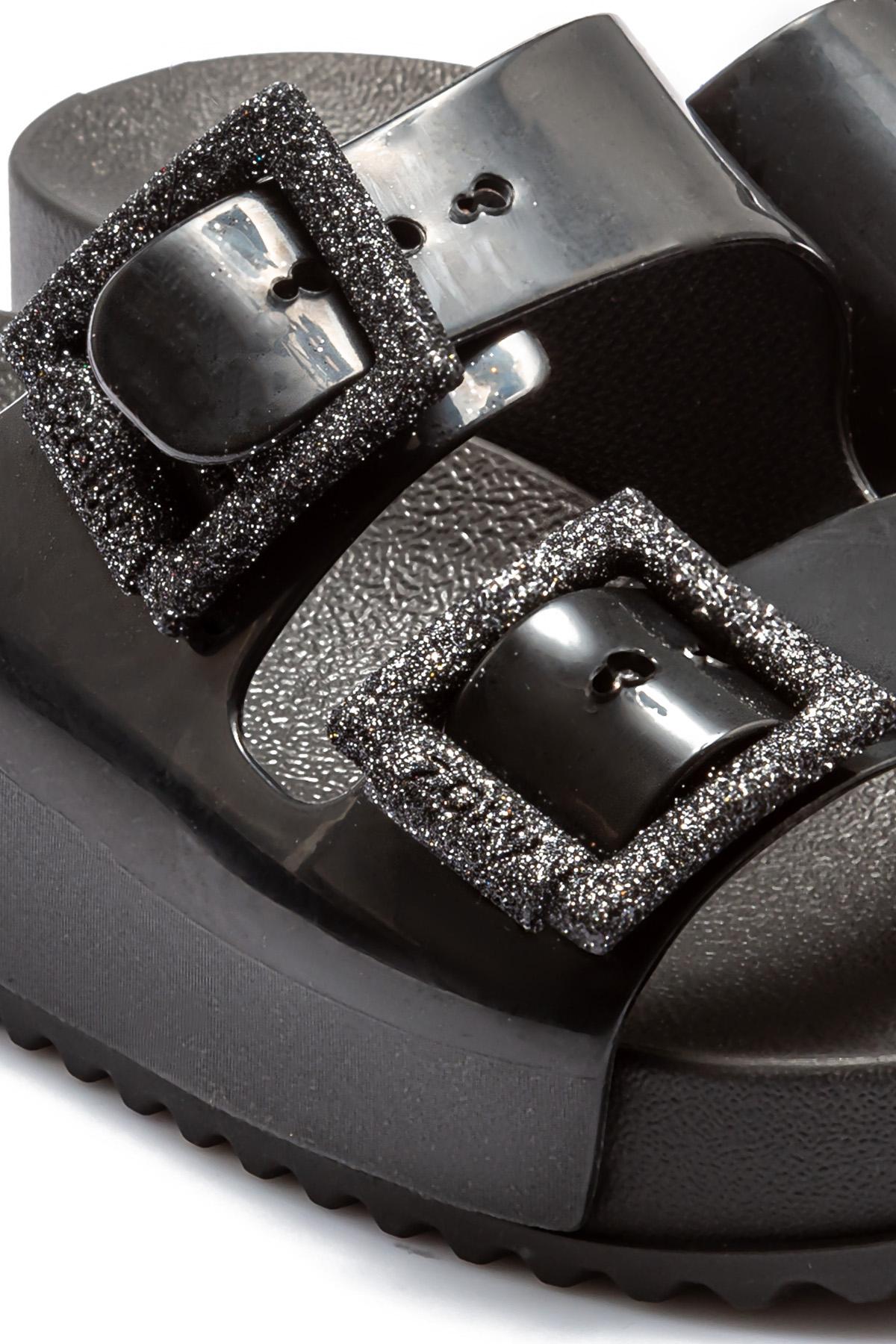 Partner New Çift Bantlı Kadın Terlik Parlak Siyah 35/42