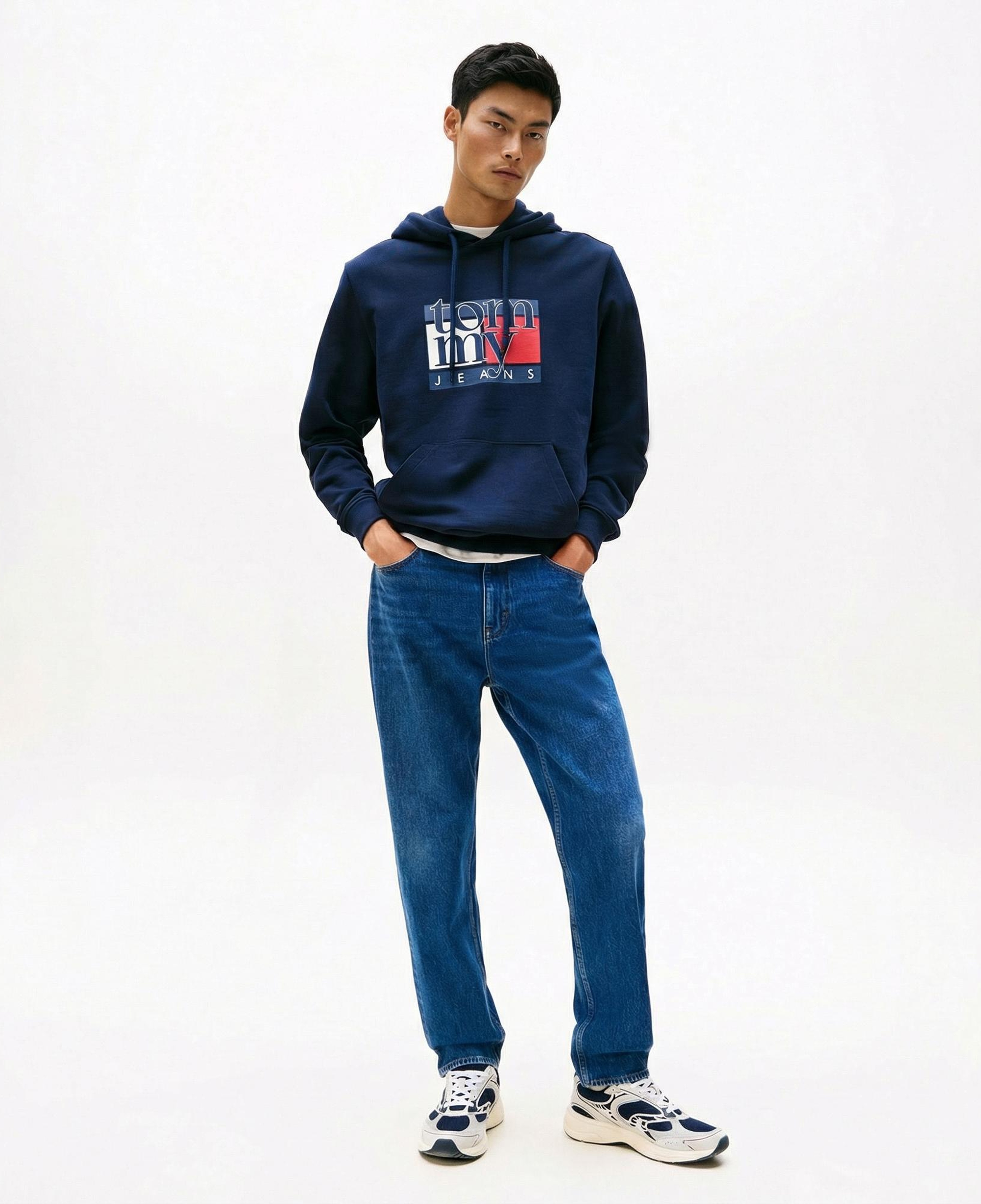 Tommy Hilfiger Twist Flag Erkek Lacivert Hoodie