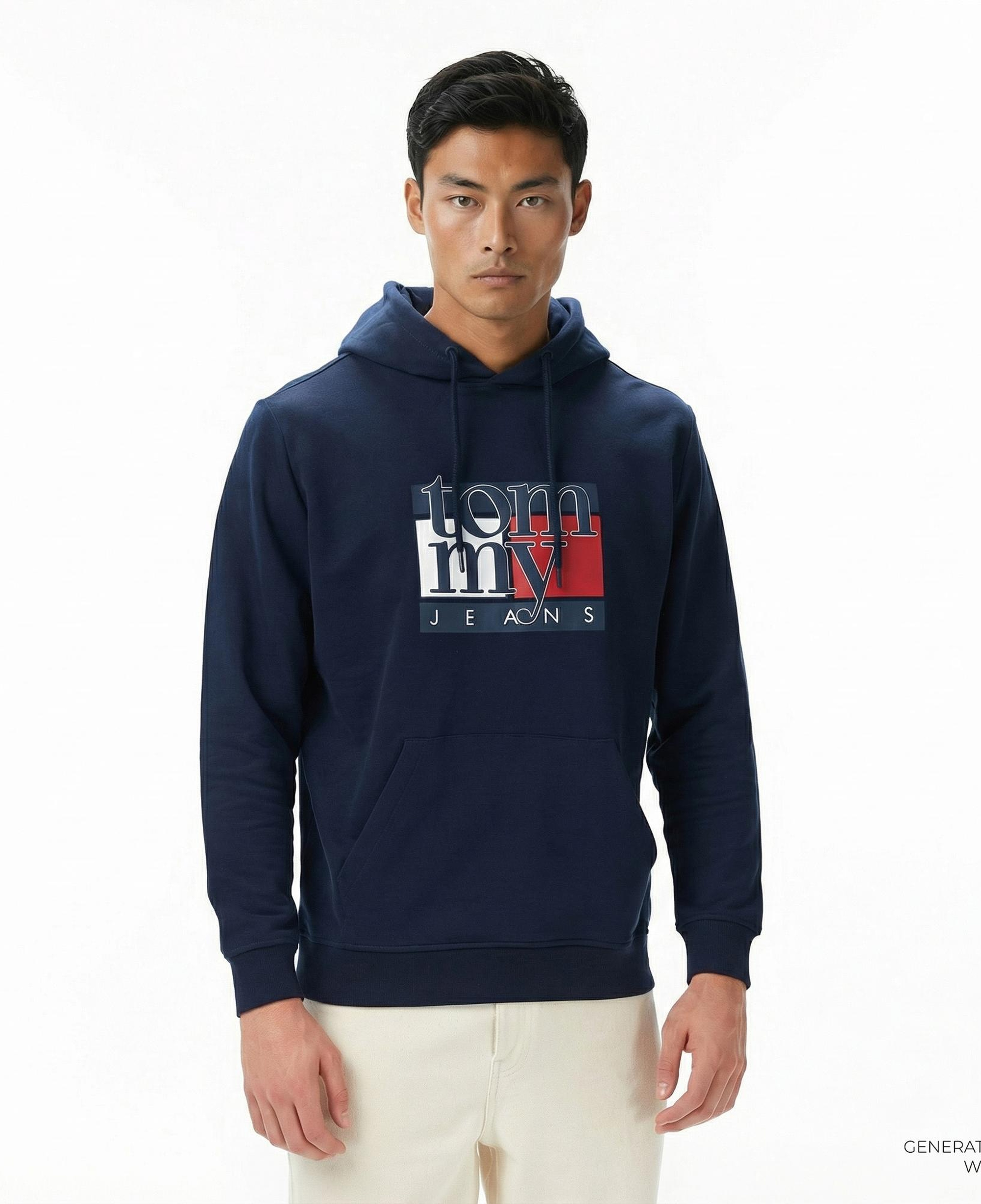 Tommy Hilfiger Twist Flag Erkek Lacivert Hoodie