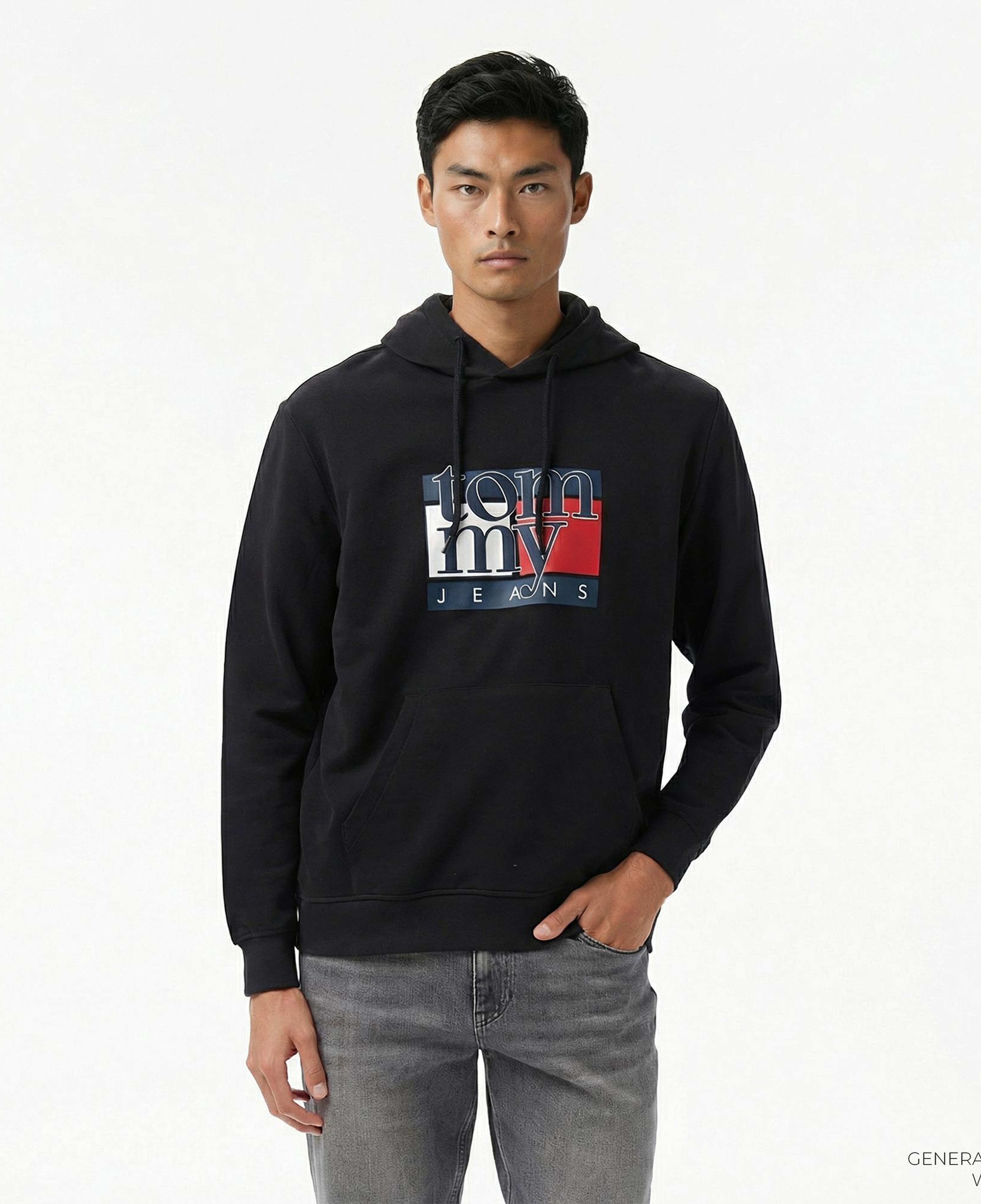 Tommy Hilfiger Twist Flag Erkek Siyah Hoodie
