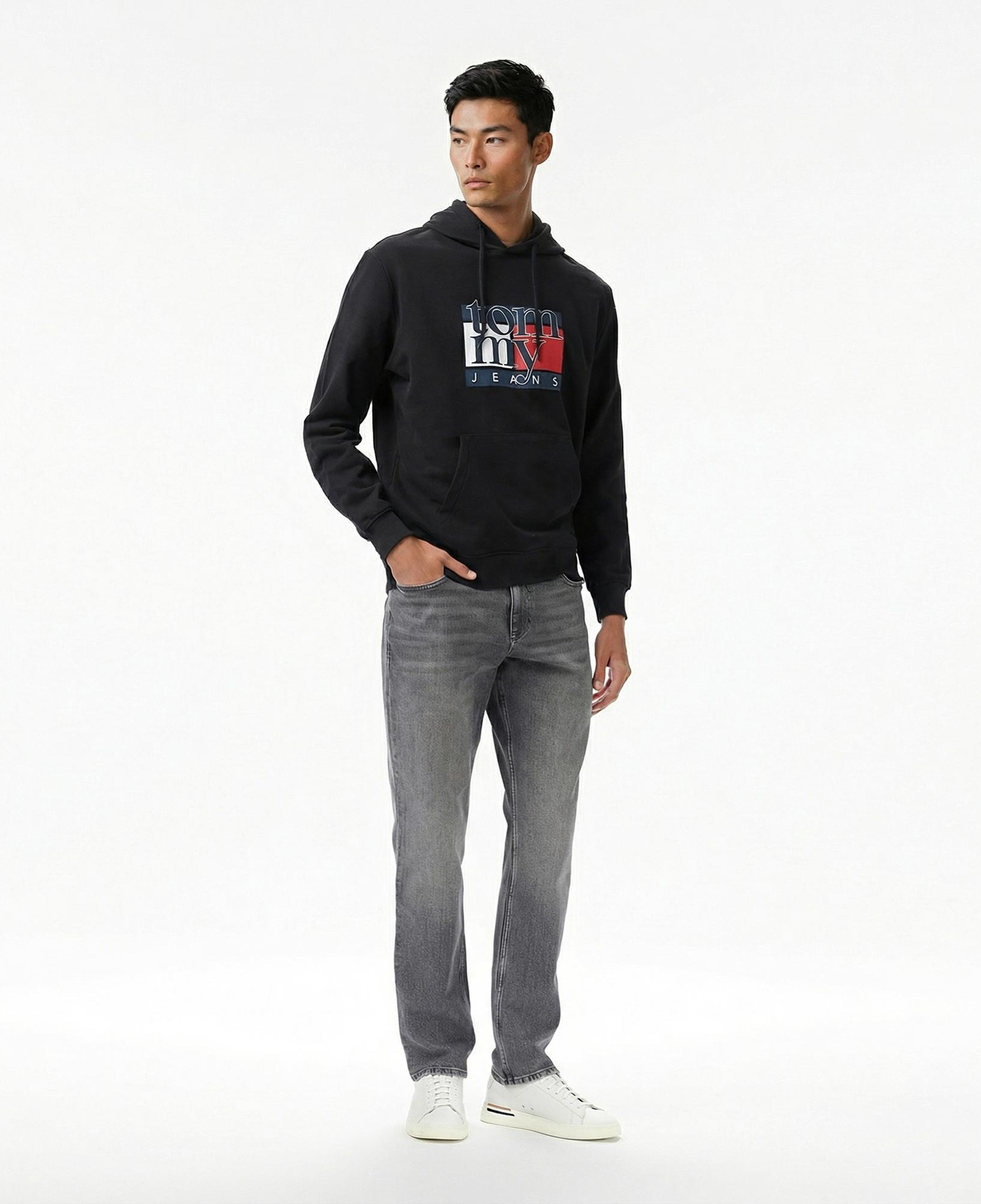 Tommy Hilfiger Twist Flag Erkek Siyah Hoodie