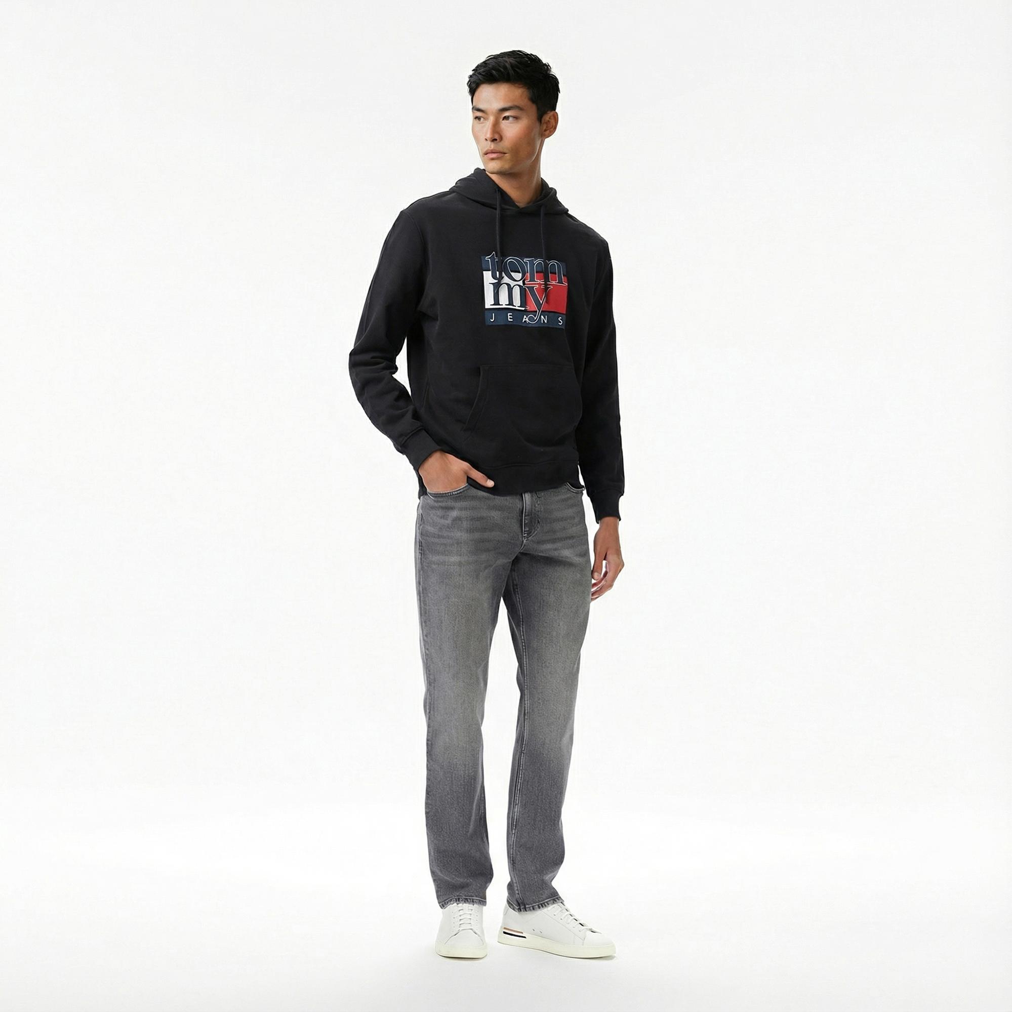 Tommy Hilfiger Twist Flag Erkek Siyah Hoodie