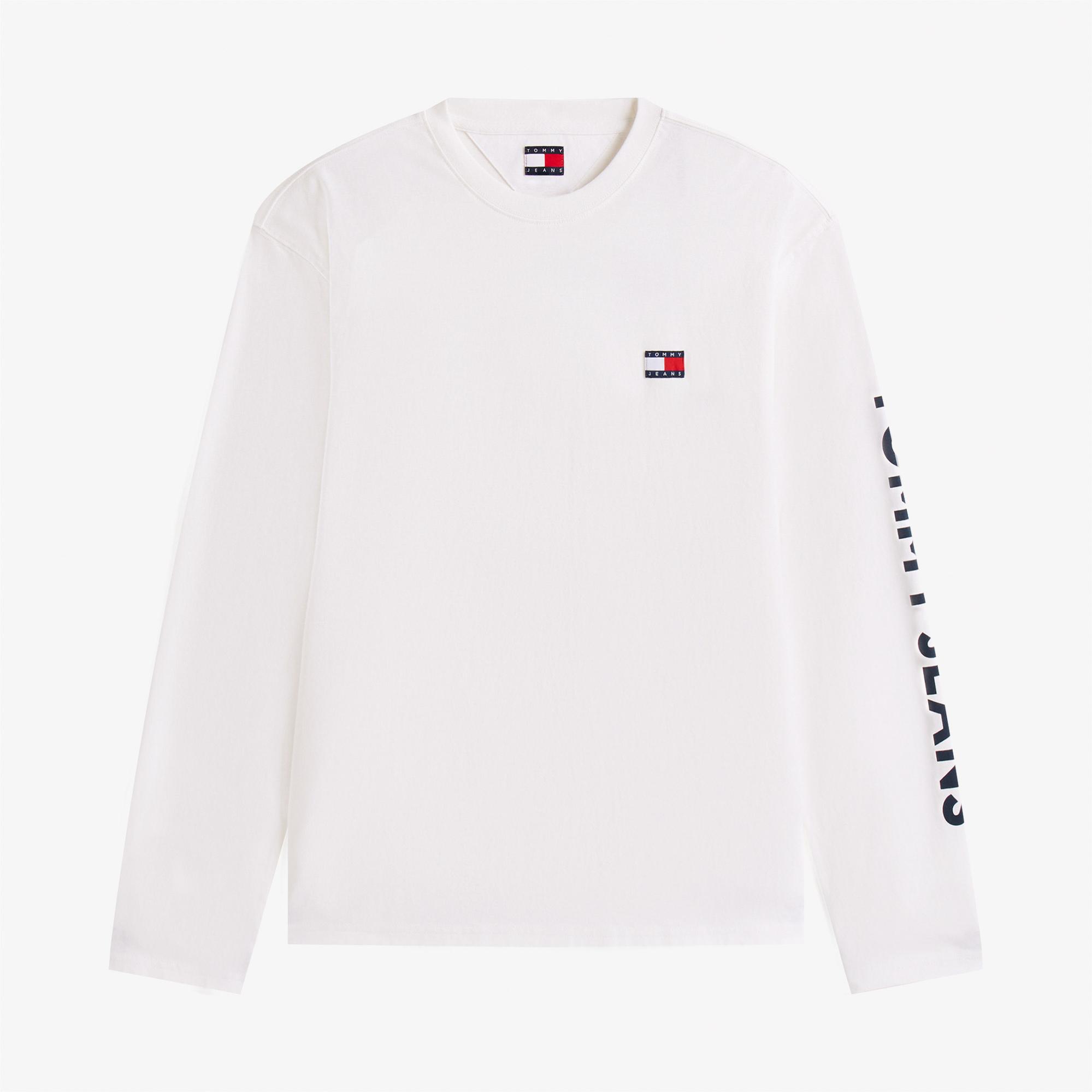 Tommy Jeans Relax New Classics Erkek Uzun Kollu Beyaz T-Shirt