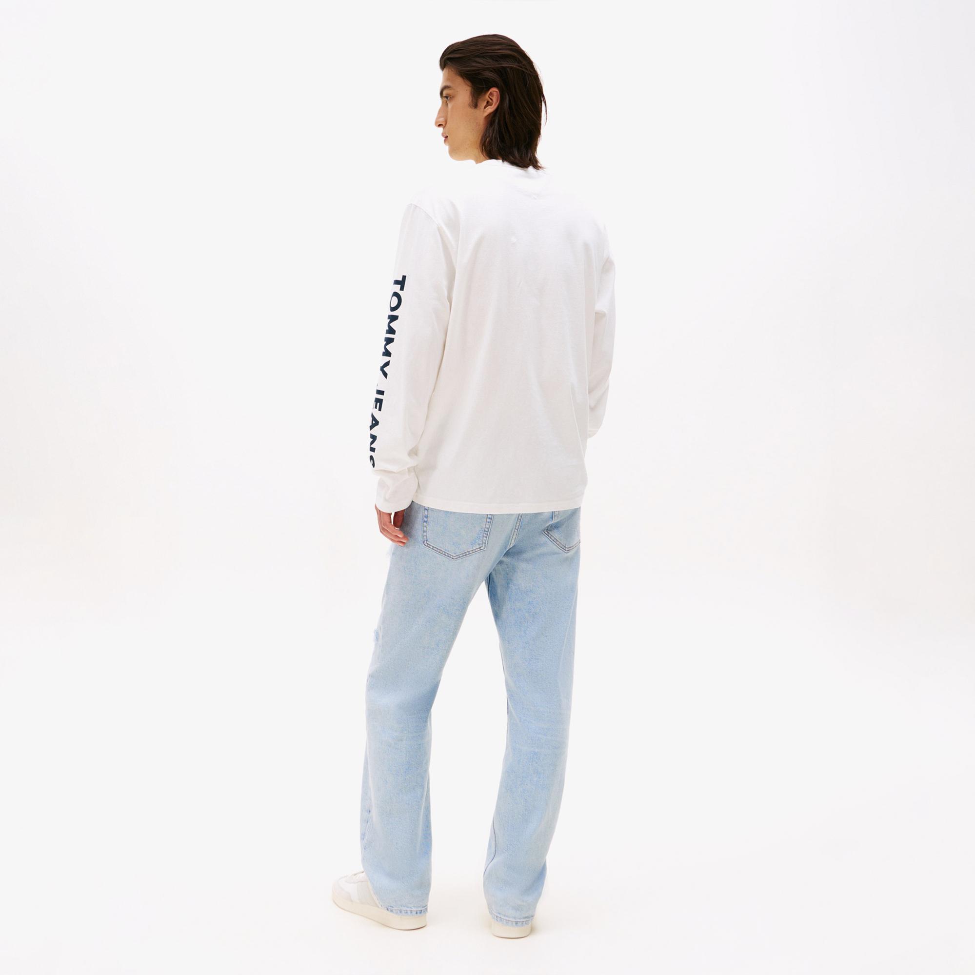 Tommy Jeans Relax New Classics Erkek Uzun Kollu Beyaz T-Shirt