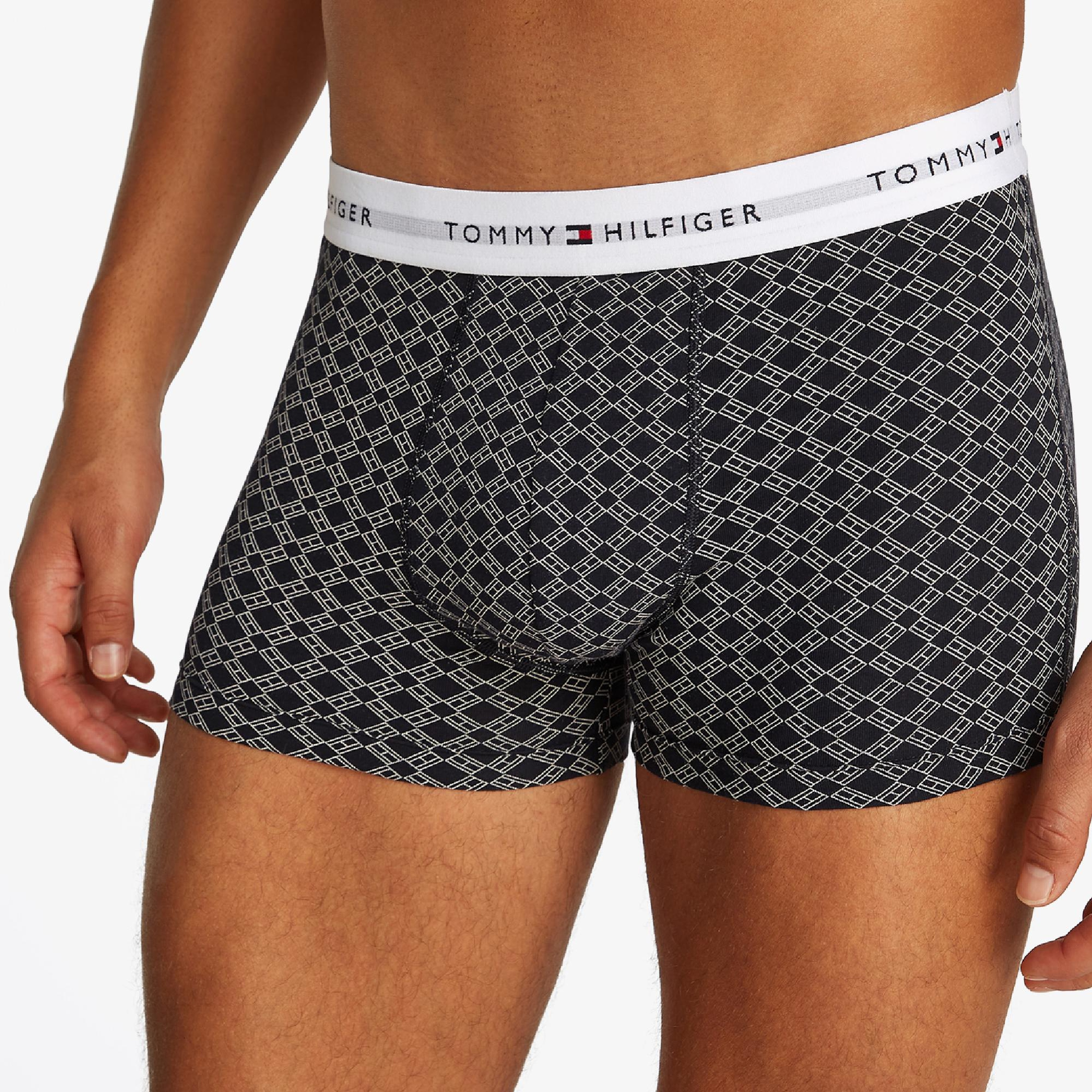 Tommy Hilfiger 3'lü Trunk Print Erkek Gri Boxer