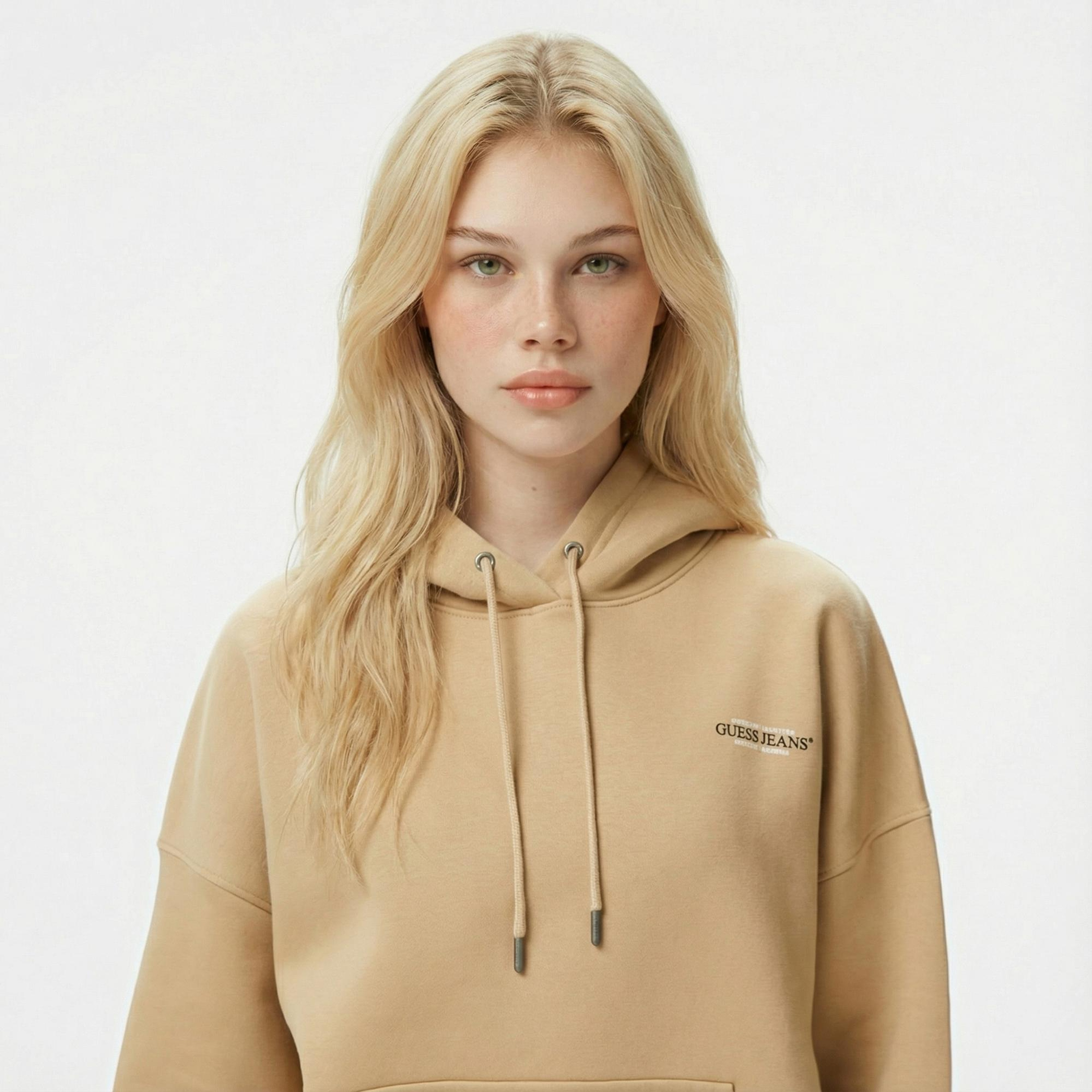 Guess American Traditional Kadın Bej Hoodie