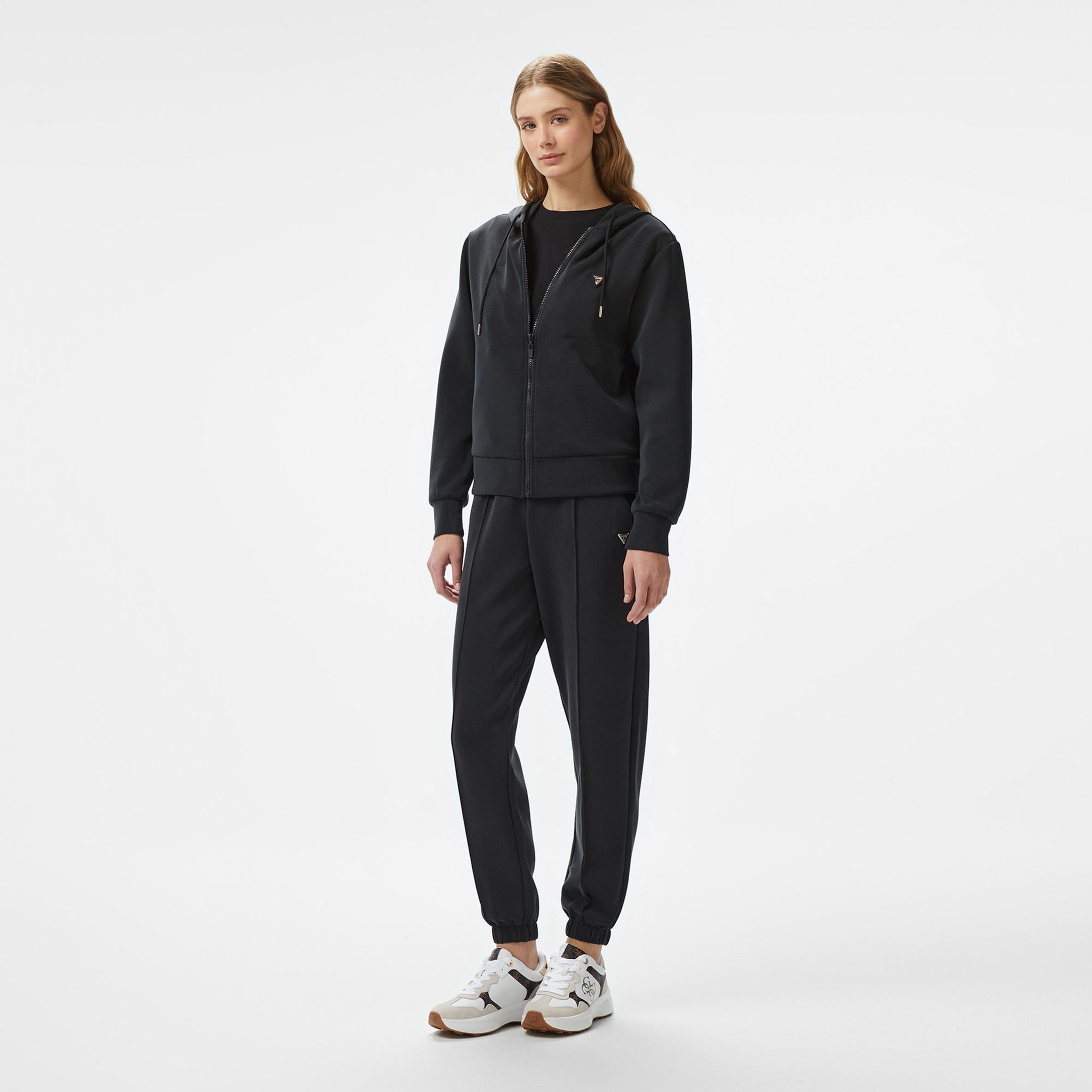 Guess Olympe Modal Midweight Scuba Kadın Siyah Hoodie