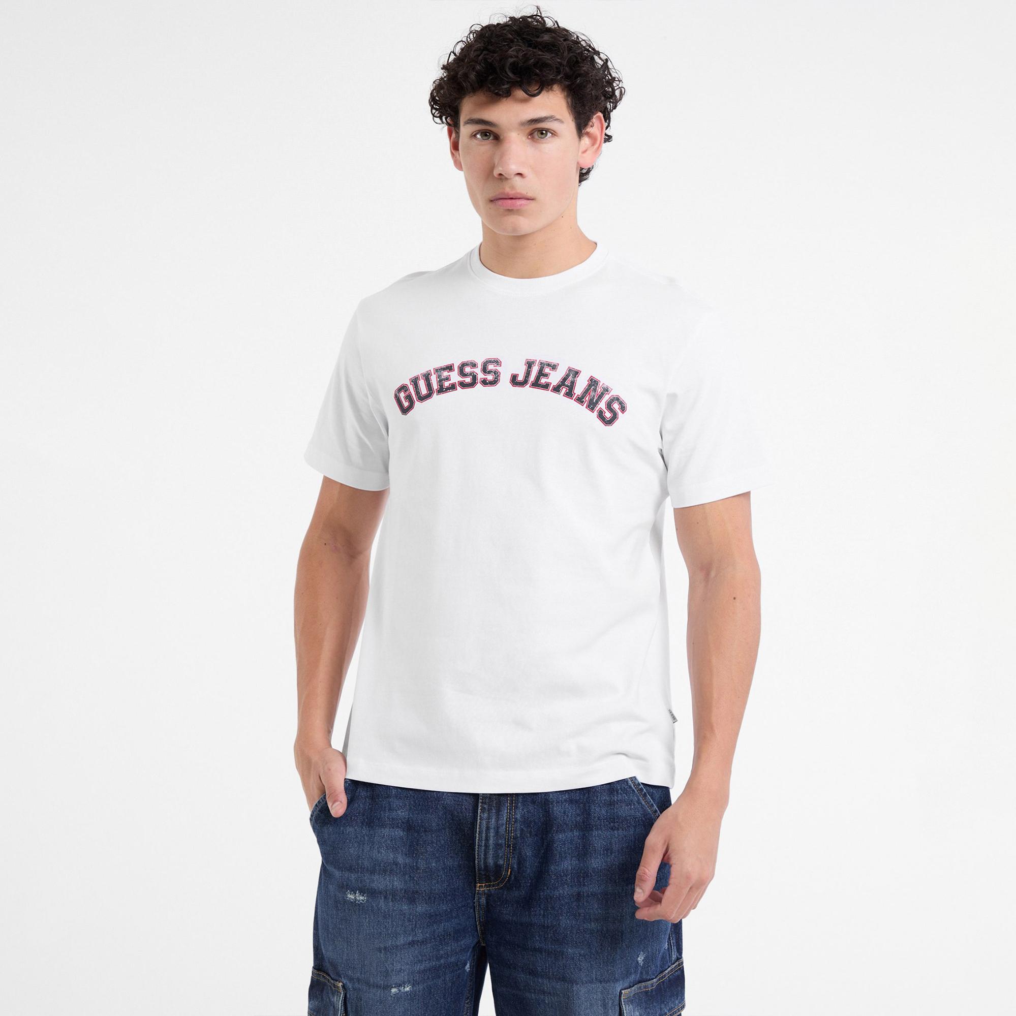 Guess Mid Organic Heavy Erkek Beyaz T-Shirt