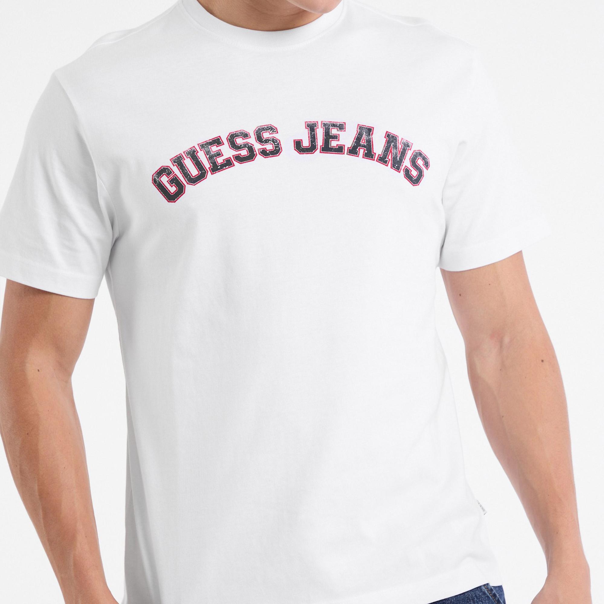 Guess Mid Organic Heavy Erkek Beyaz T-Shirt