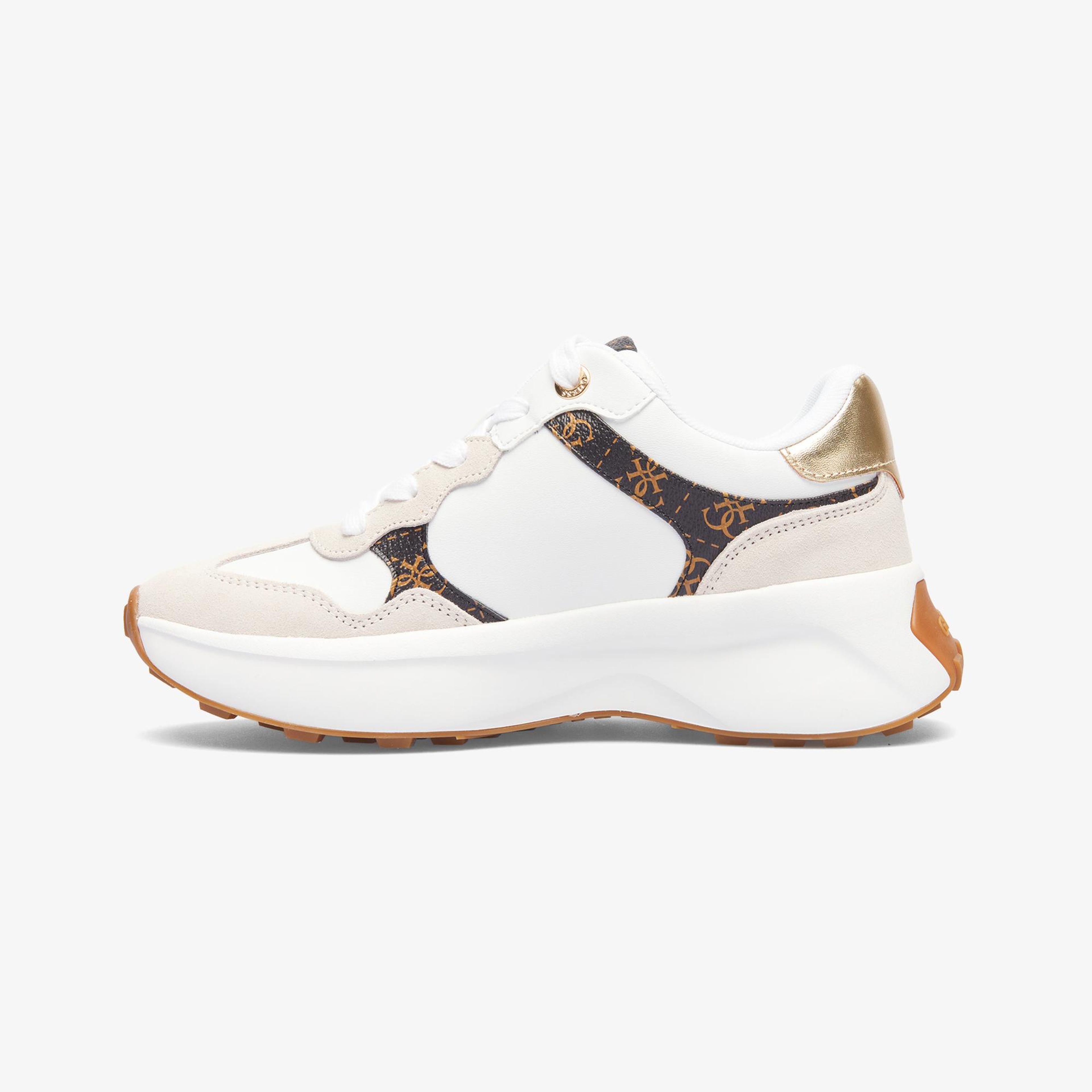 Guess Luckei Printed Eco Leather Active Kadın Beyaz Sneaker