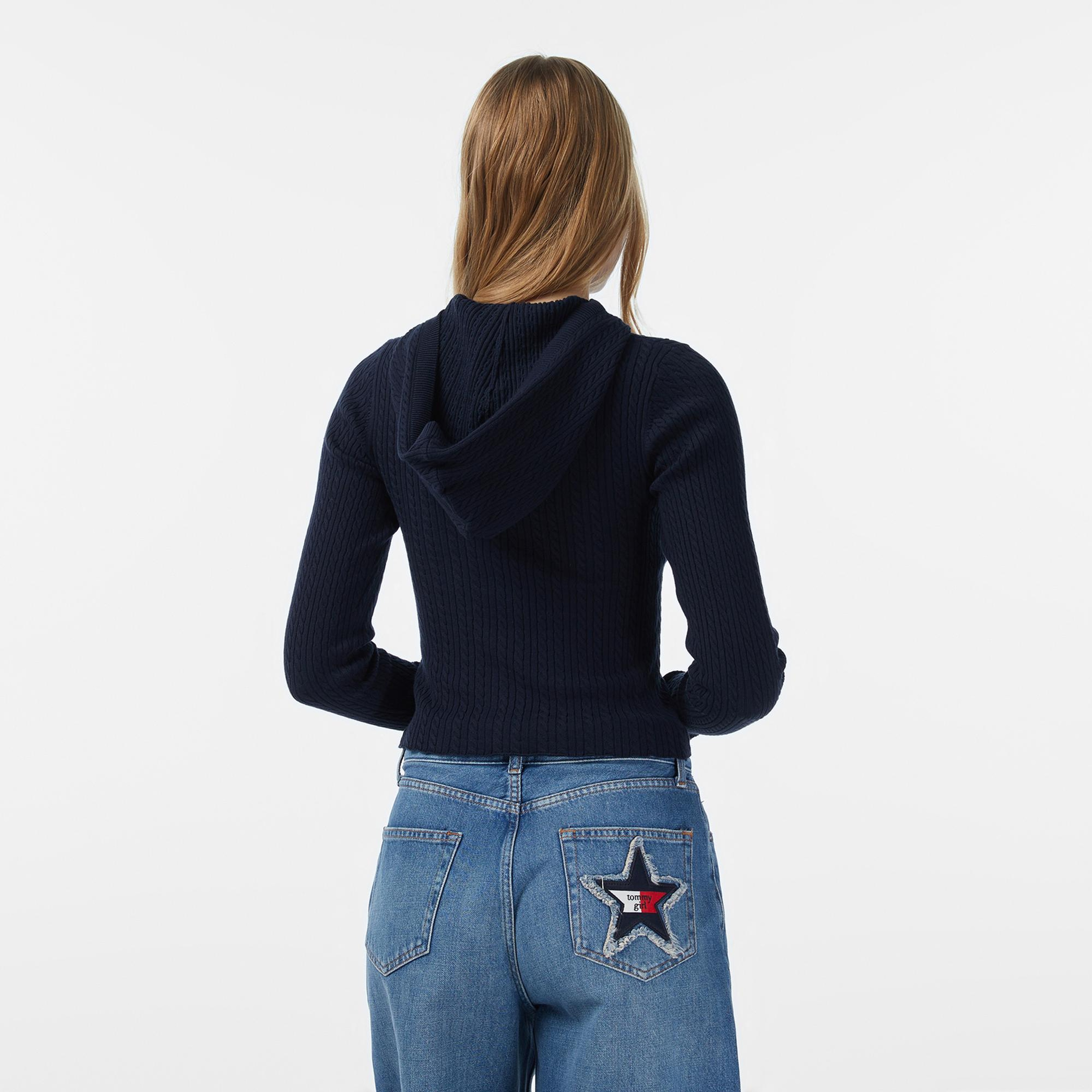Tommy Jeans Essential Cardi Kadın Fermuarlı Lacivert Hırka