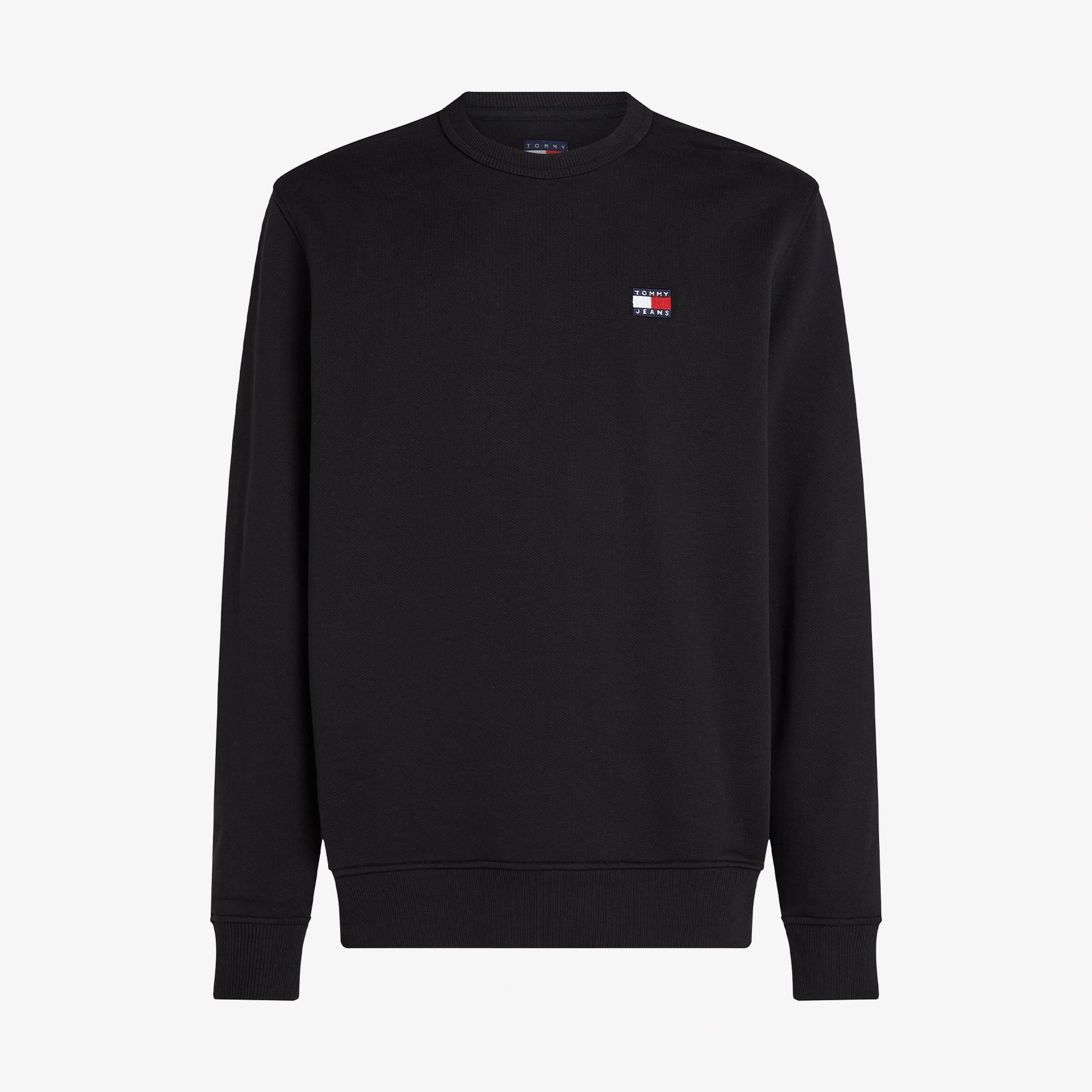 Tommy Jeans Reg Badge Crew Ext Erkek Siyah Sweatshirt